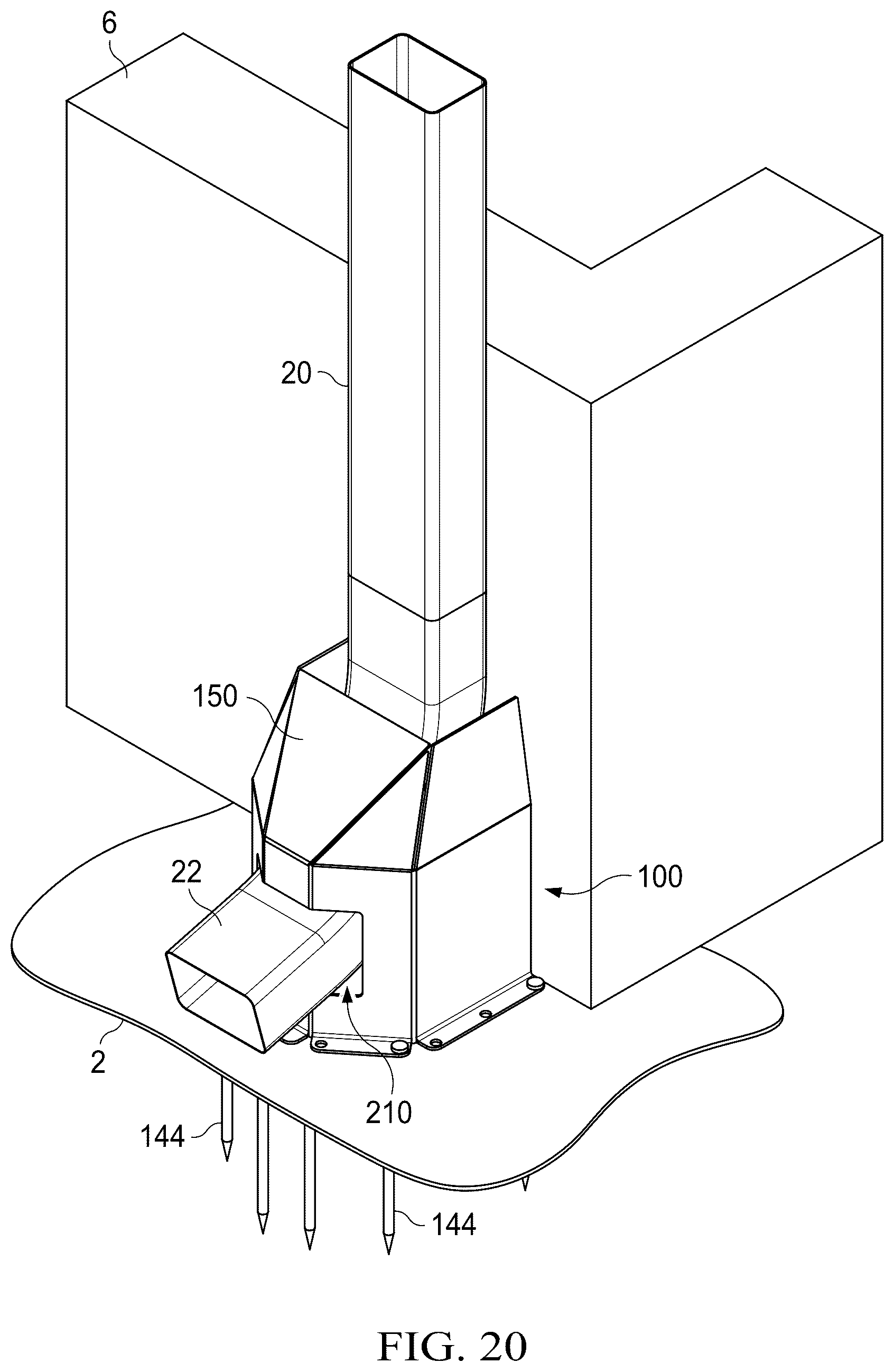 Patent US12320138 Figure 15 – Mailbox post protector with internal toolless interlock