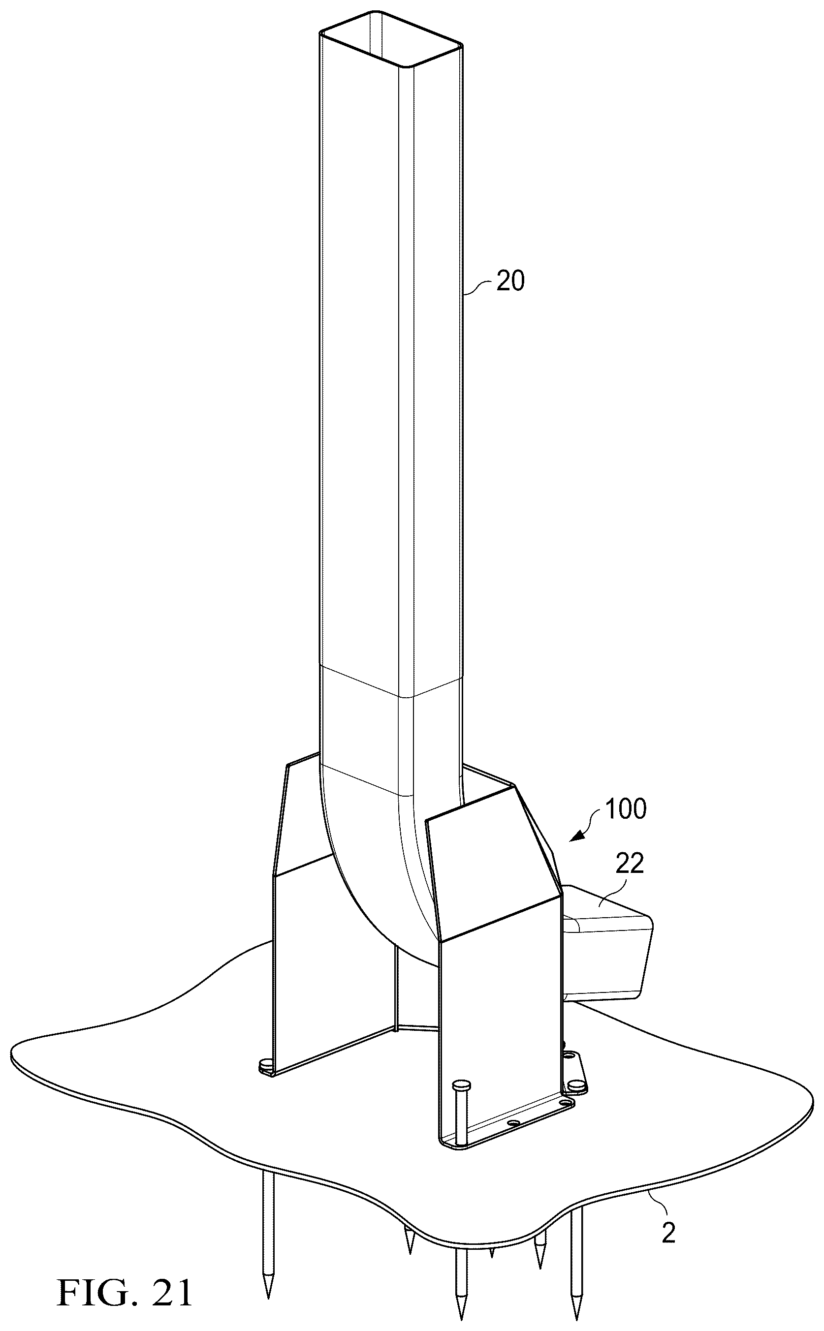 Patent US12320138 Figure 16 – Mailbox post protector with internal toolless interlock