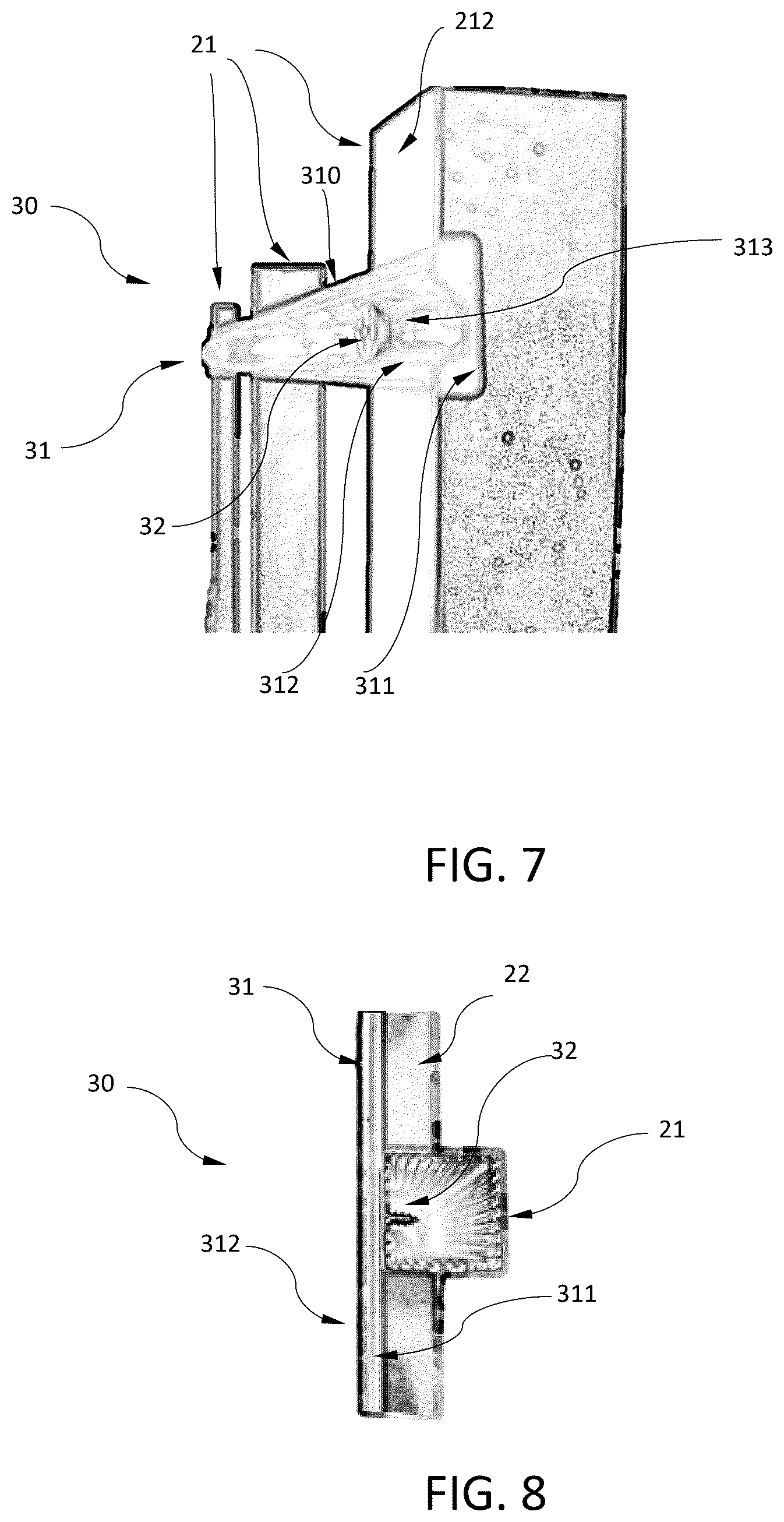 Patent US12320140 Figure 5 – Hidden interconnection arrangement of fence or railing and assembling method thereof