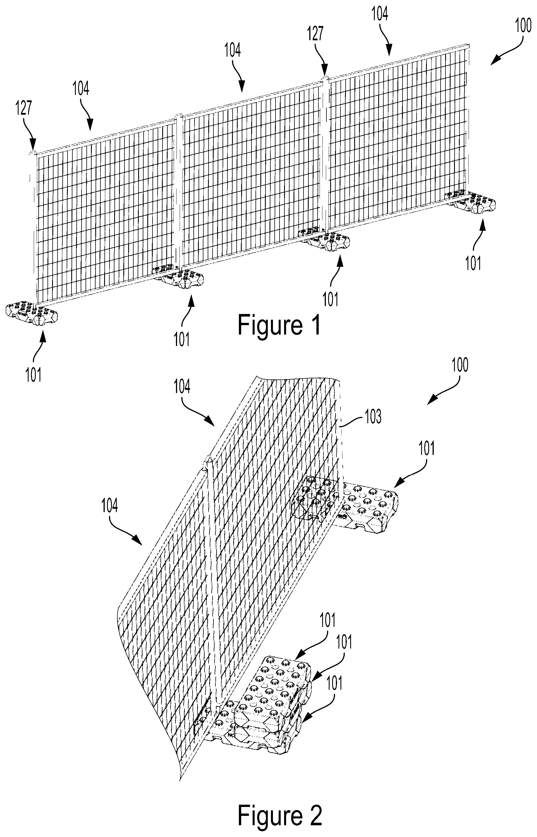 Patent US12320141 Figure 1 – Temporary barrier fencing