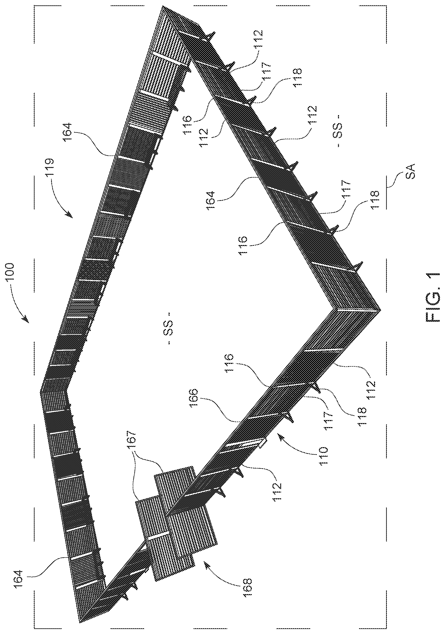 Patent US12320142 Figure 1 – Modular fence system