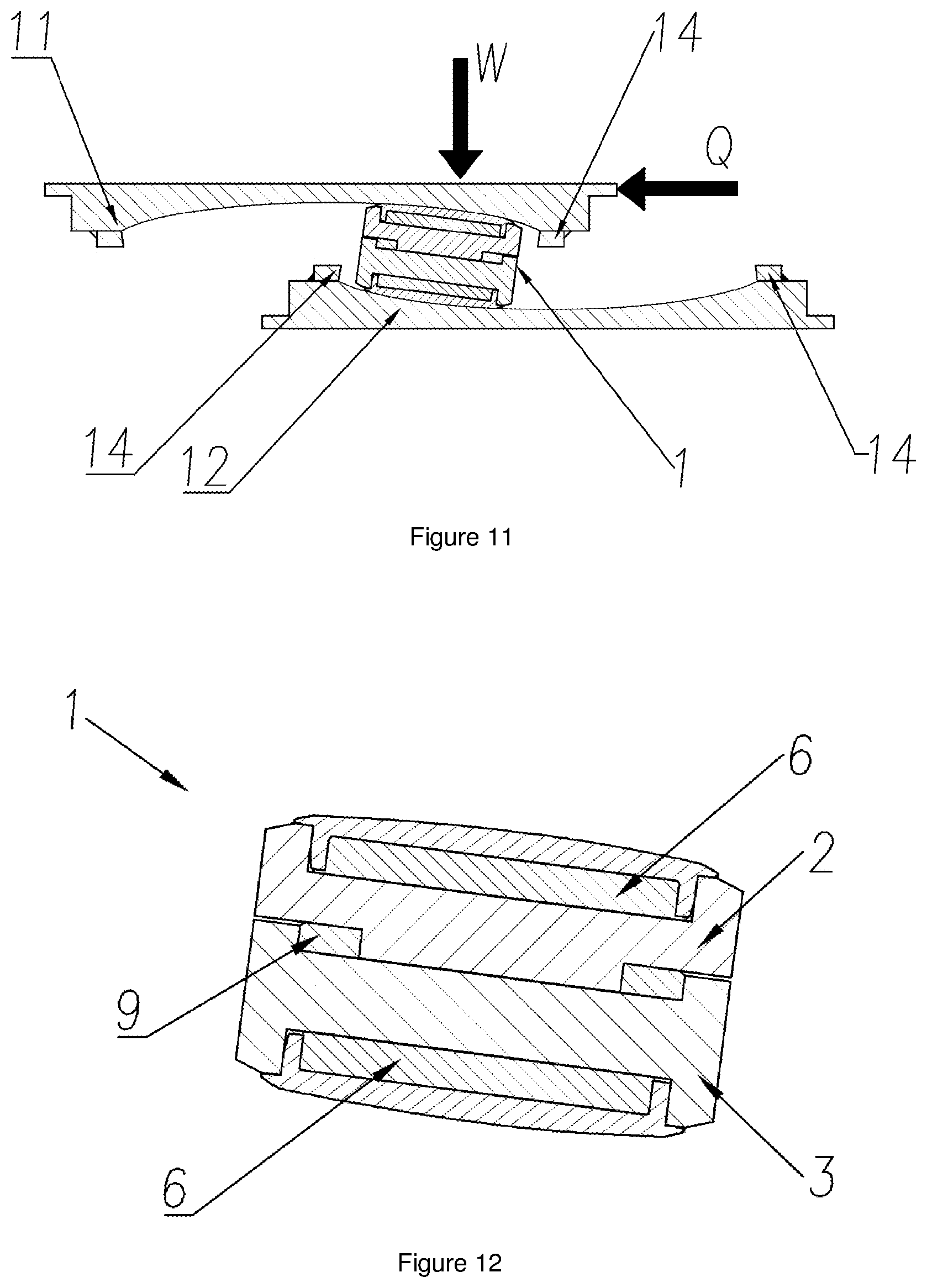 Patent US12320146 Figure 5 – Composite sliding block for frictional-type seismic isolators and seismic isolators with said composite sliding block