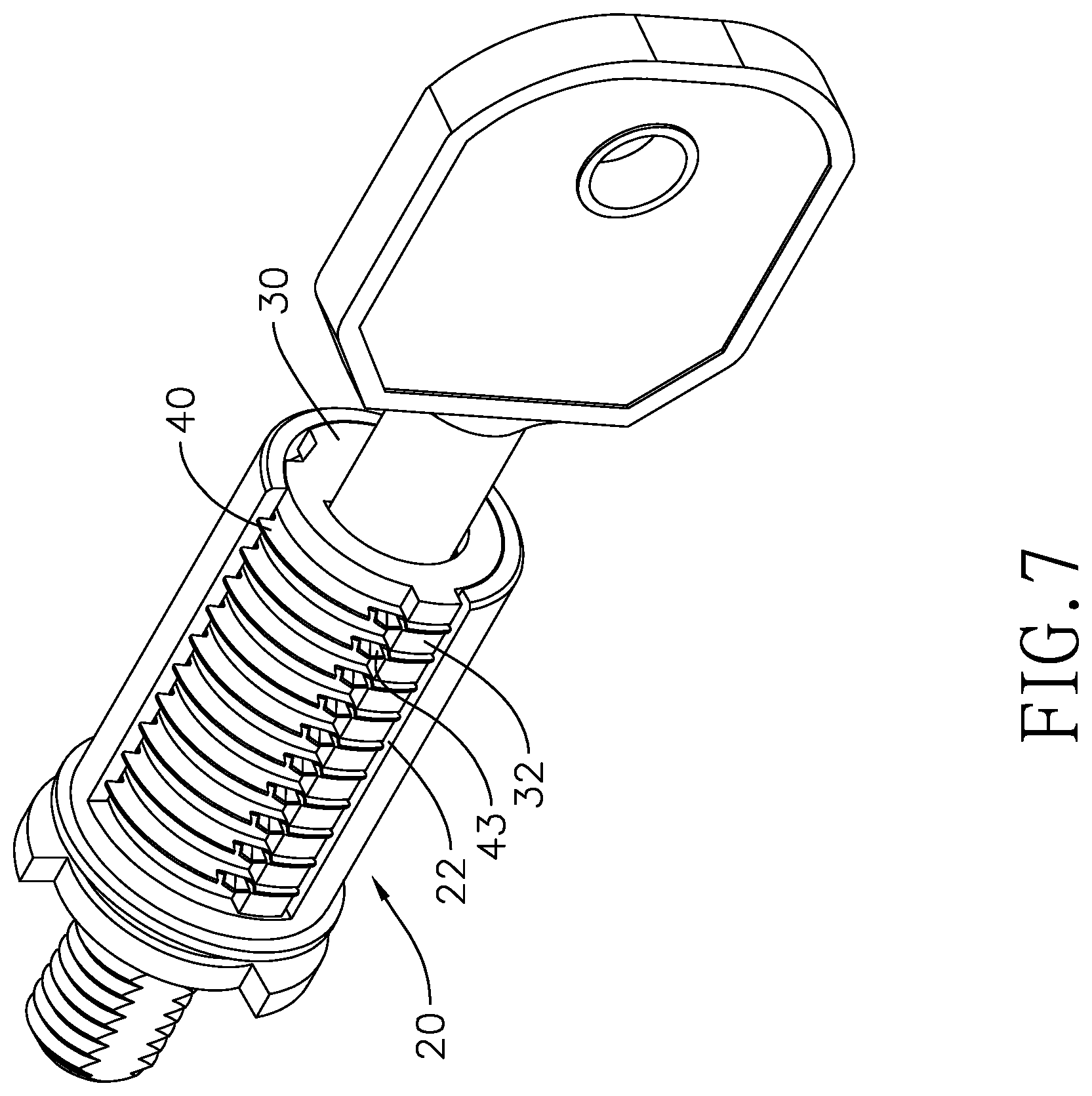 Patent US12320151 Figure 7 – Disc tumbler cylinder lock