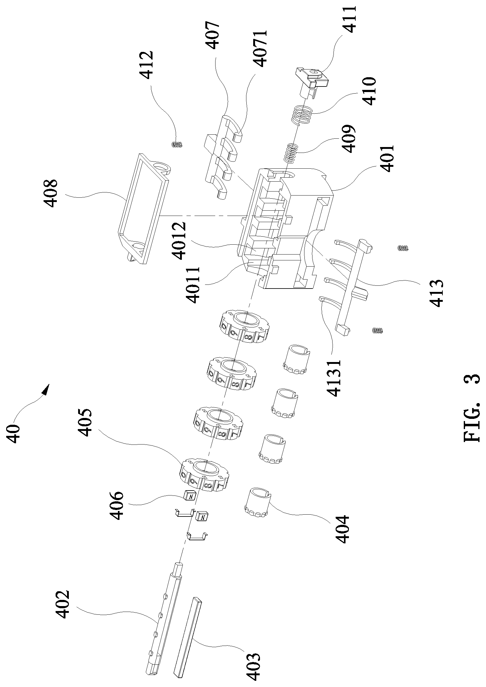 Patent US12320152 Figure 3 – Code wheel combination lock