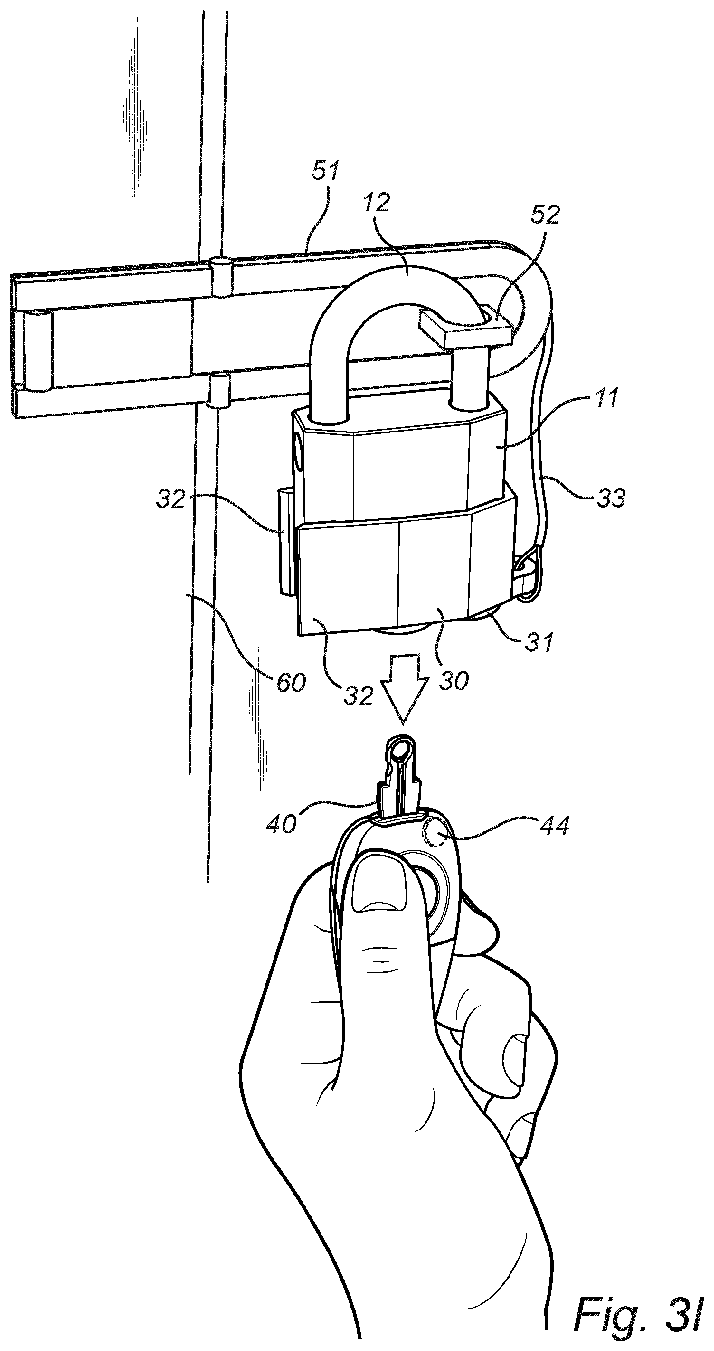 Patent US12320153 Figure 11 – Arrangement and method for providing status of an electromagnetic padlock