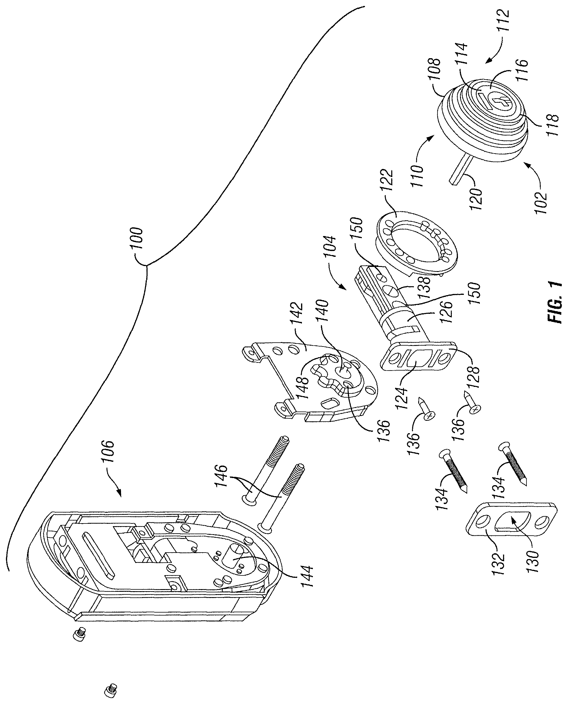 Patent US12320154 Figure 1 – Wireless lockset with touch activation