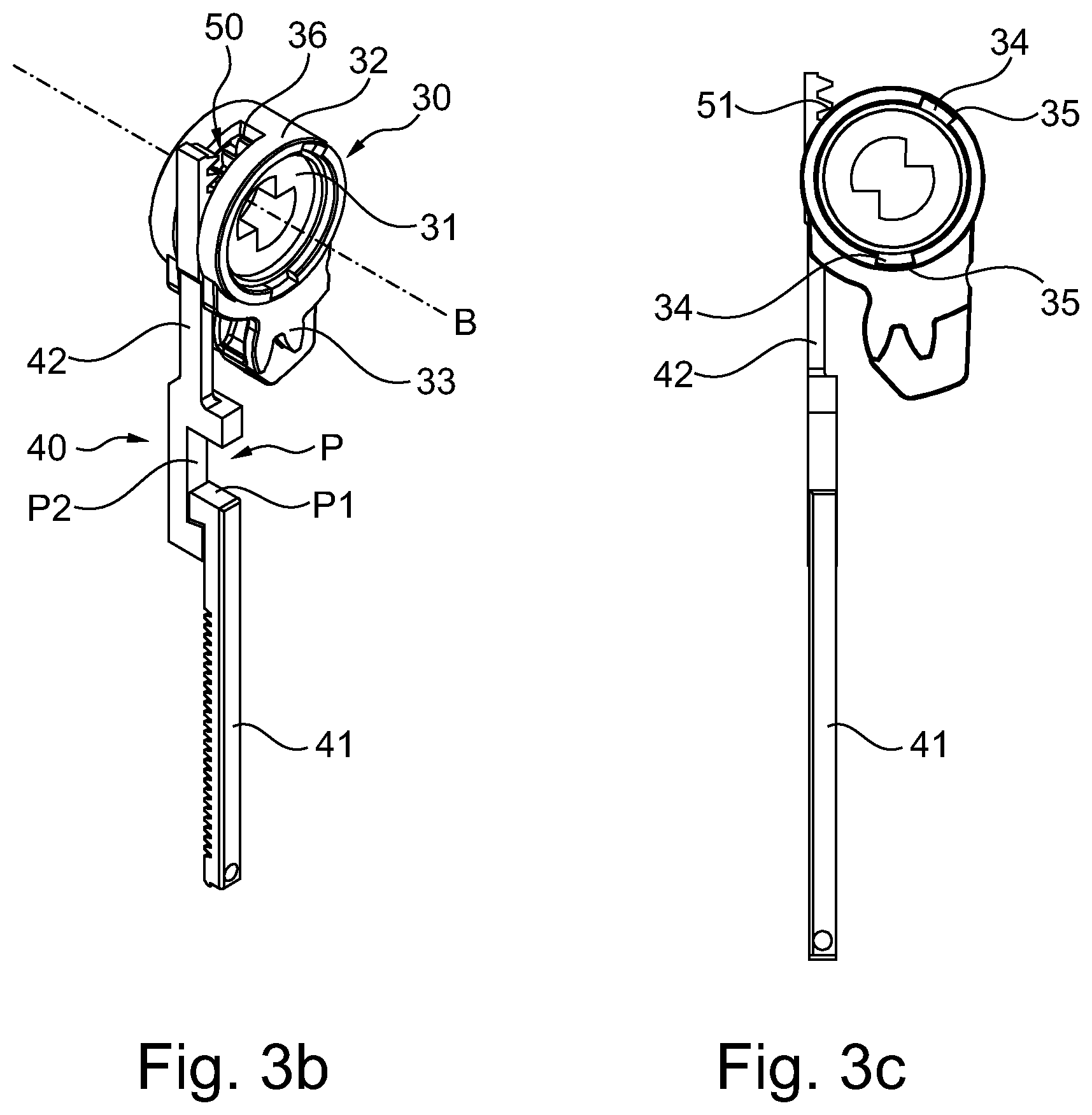 Patent US12320155 Figure 3 – Locking device for mechanical and non-mechanical activation of a locking bolt