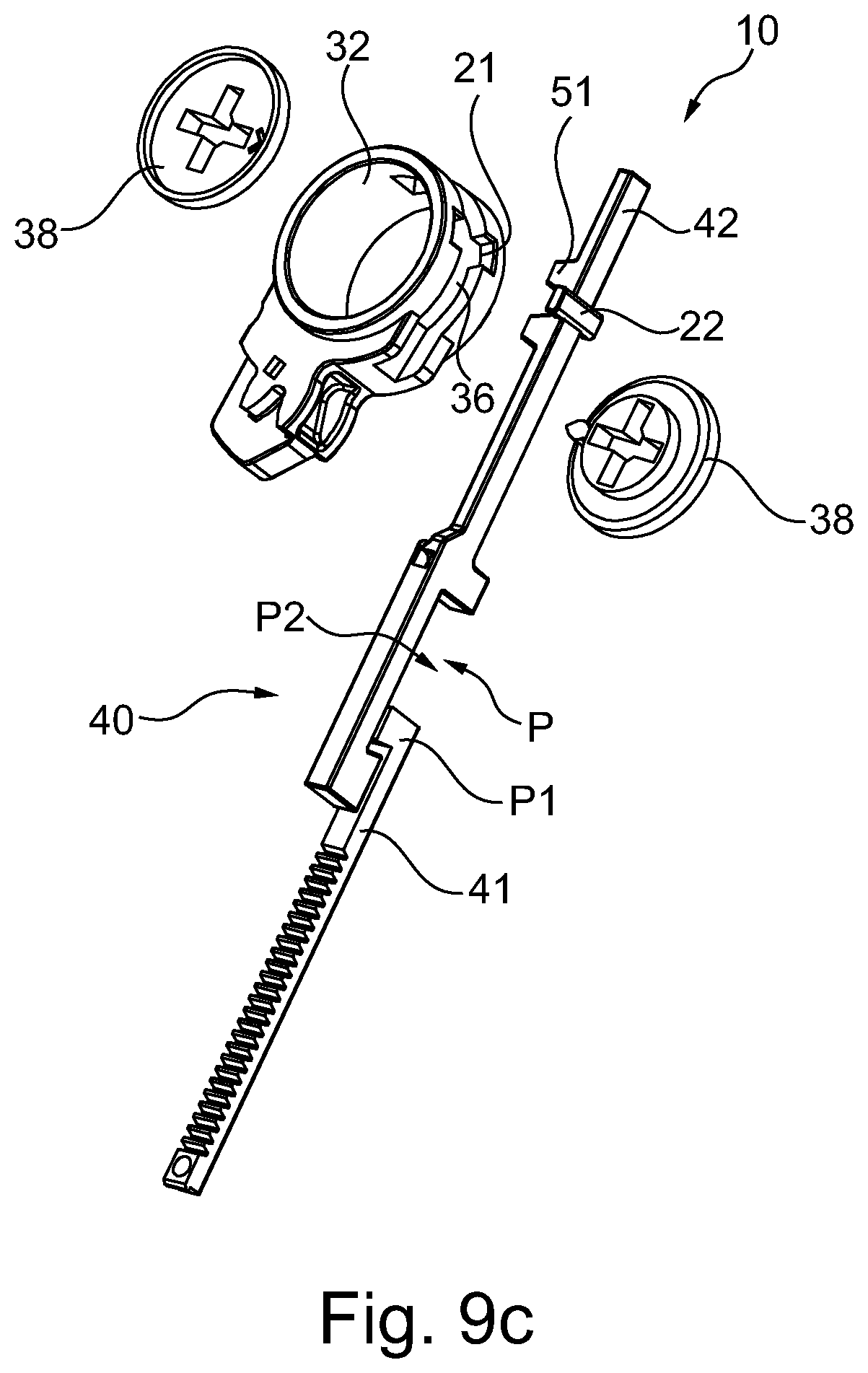 Patent US12320155 Figure 15 – Locking device for mechanical and non-mechanical activation of a locking bolt