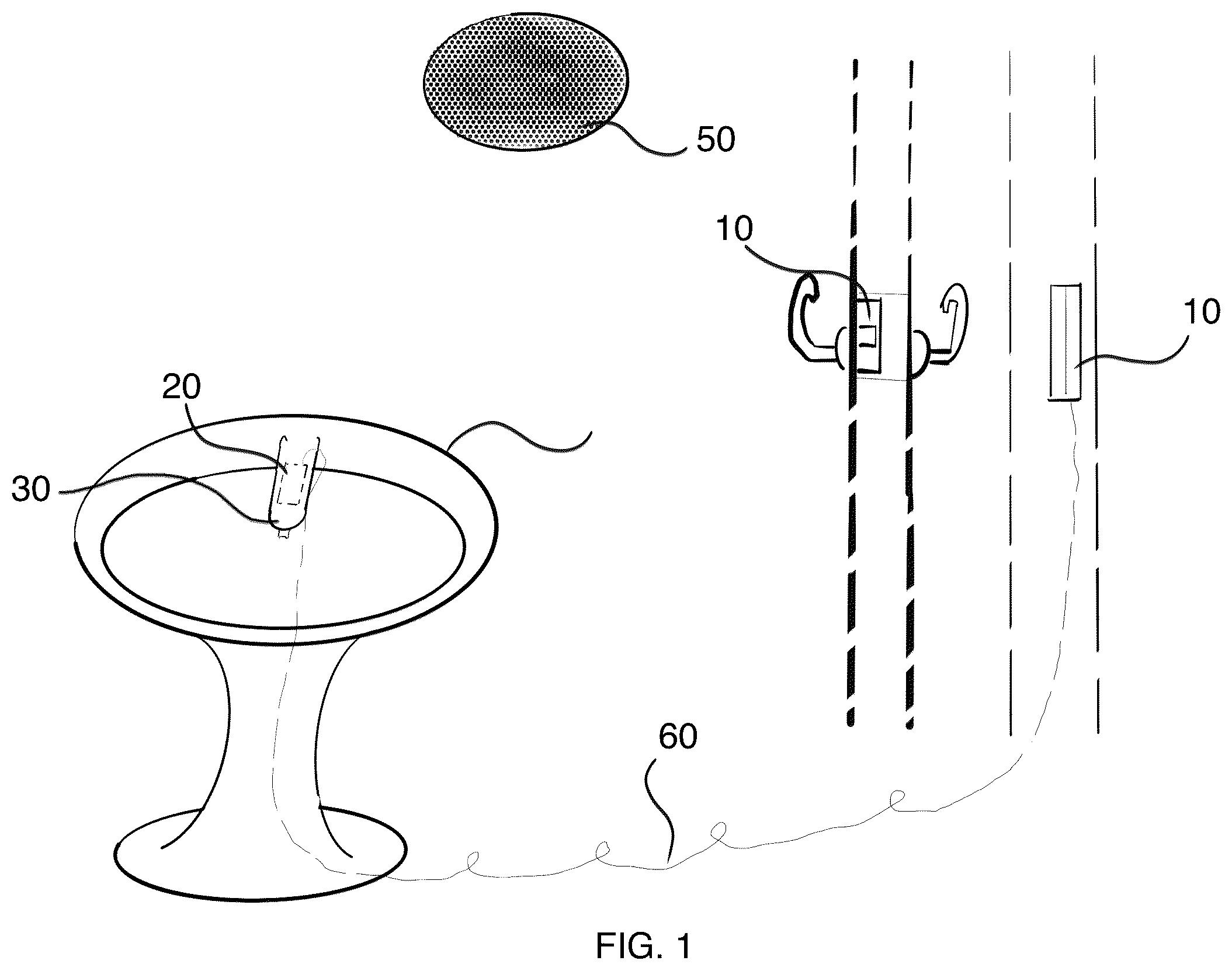 Patent US12320158 Figure 1 – Method of securing a bathroom door with a lock informed by use of the bathroom sink