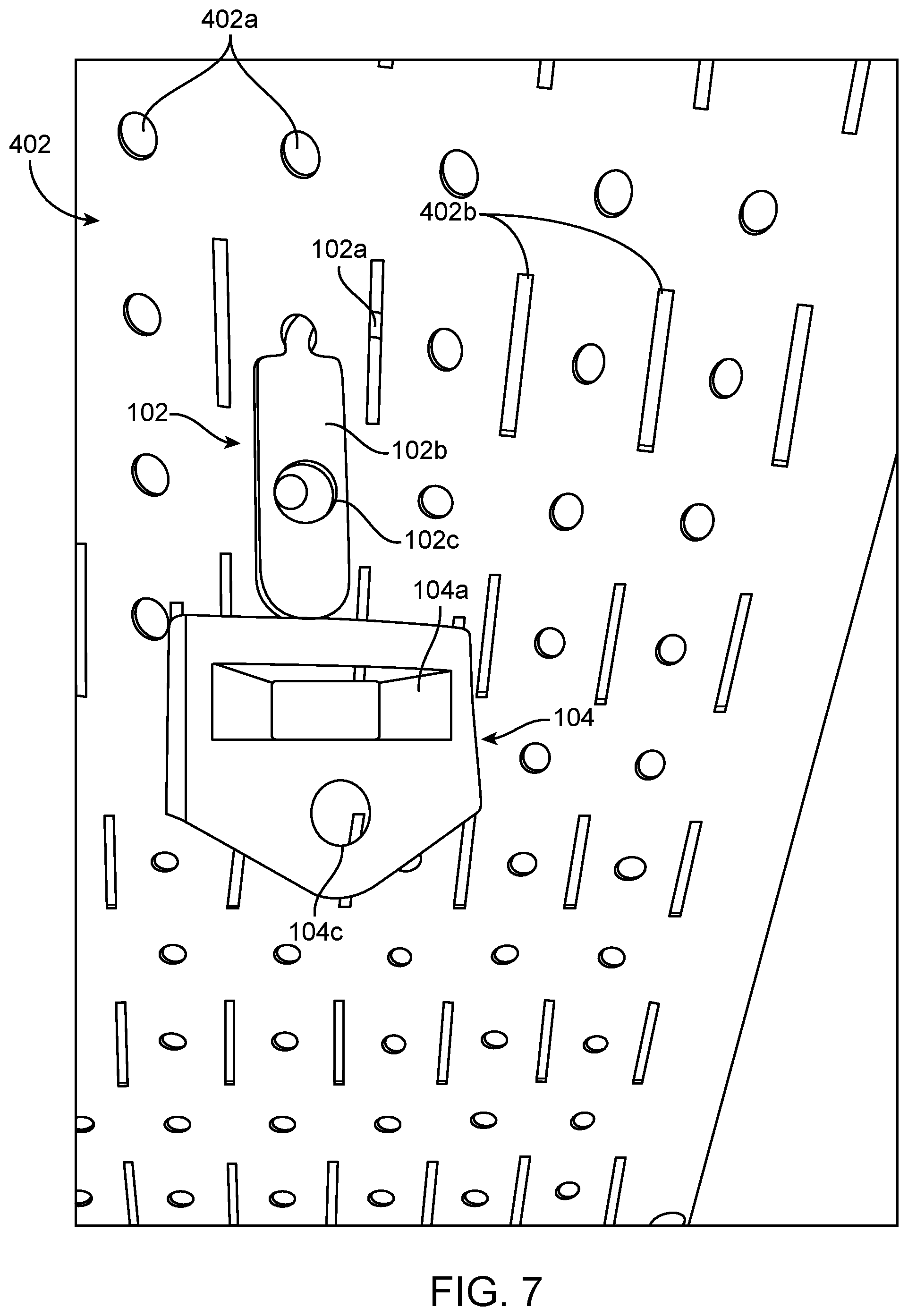 Patent US12320161 Figure 6 – Anti-theft perforated wall board lock