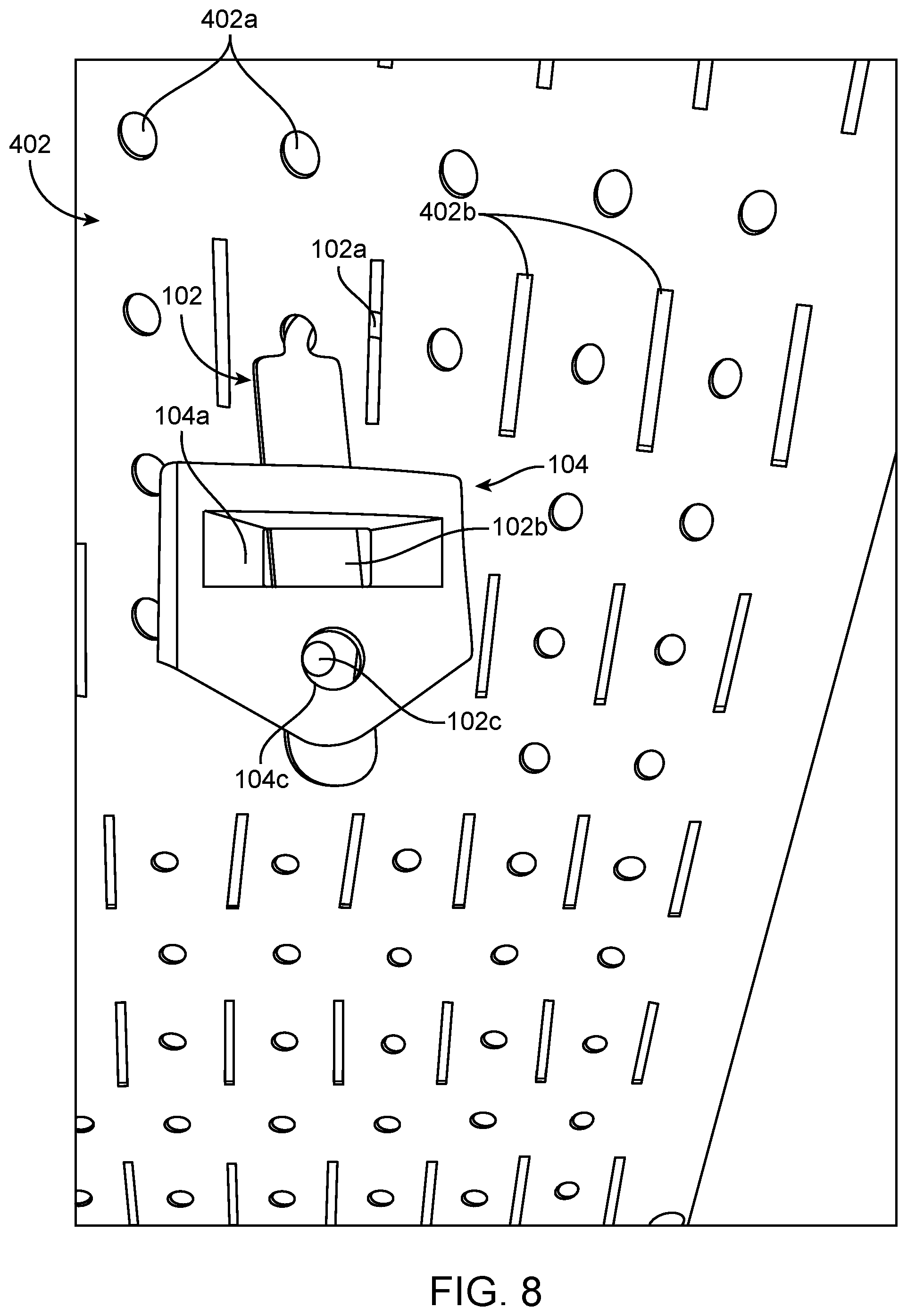 Patent US12320161 Figure 7 – Anti-theft perforated wall board lock