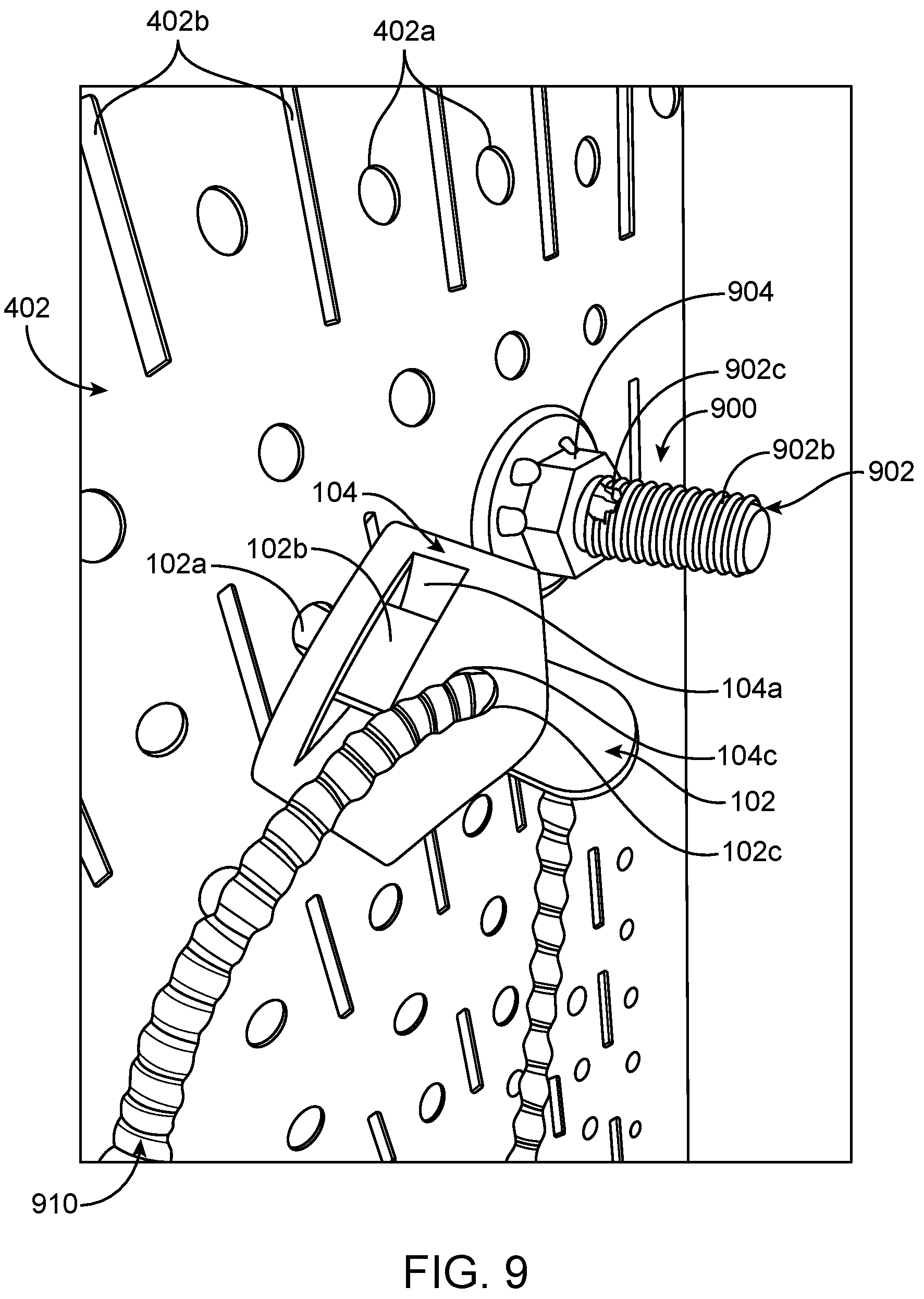 Patent US12320161 Figure 8 – Anti-theft perforated wall board lock