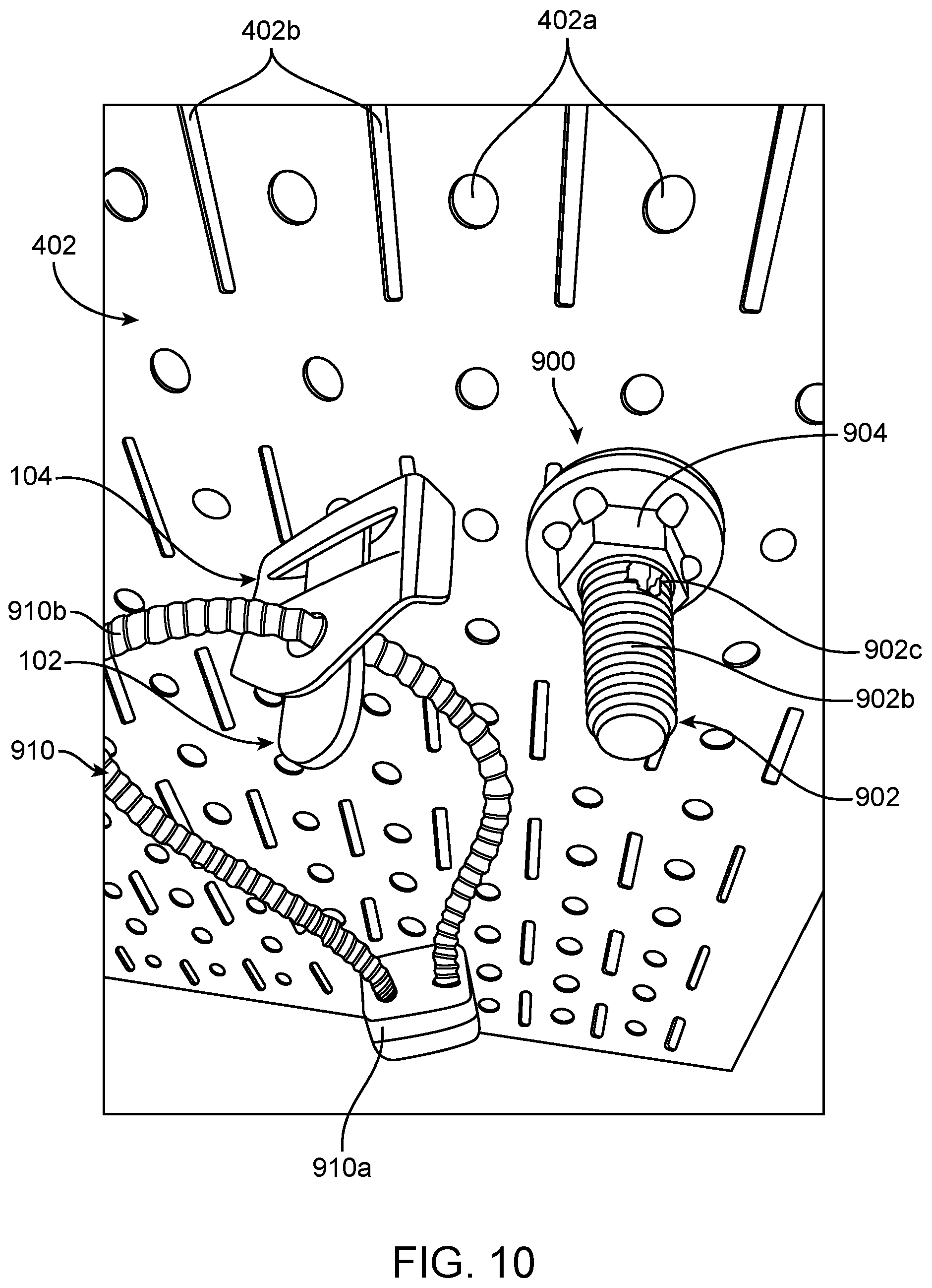 Patent US12320161 Figure 9 – Anti-theft perforated wall board lock