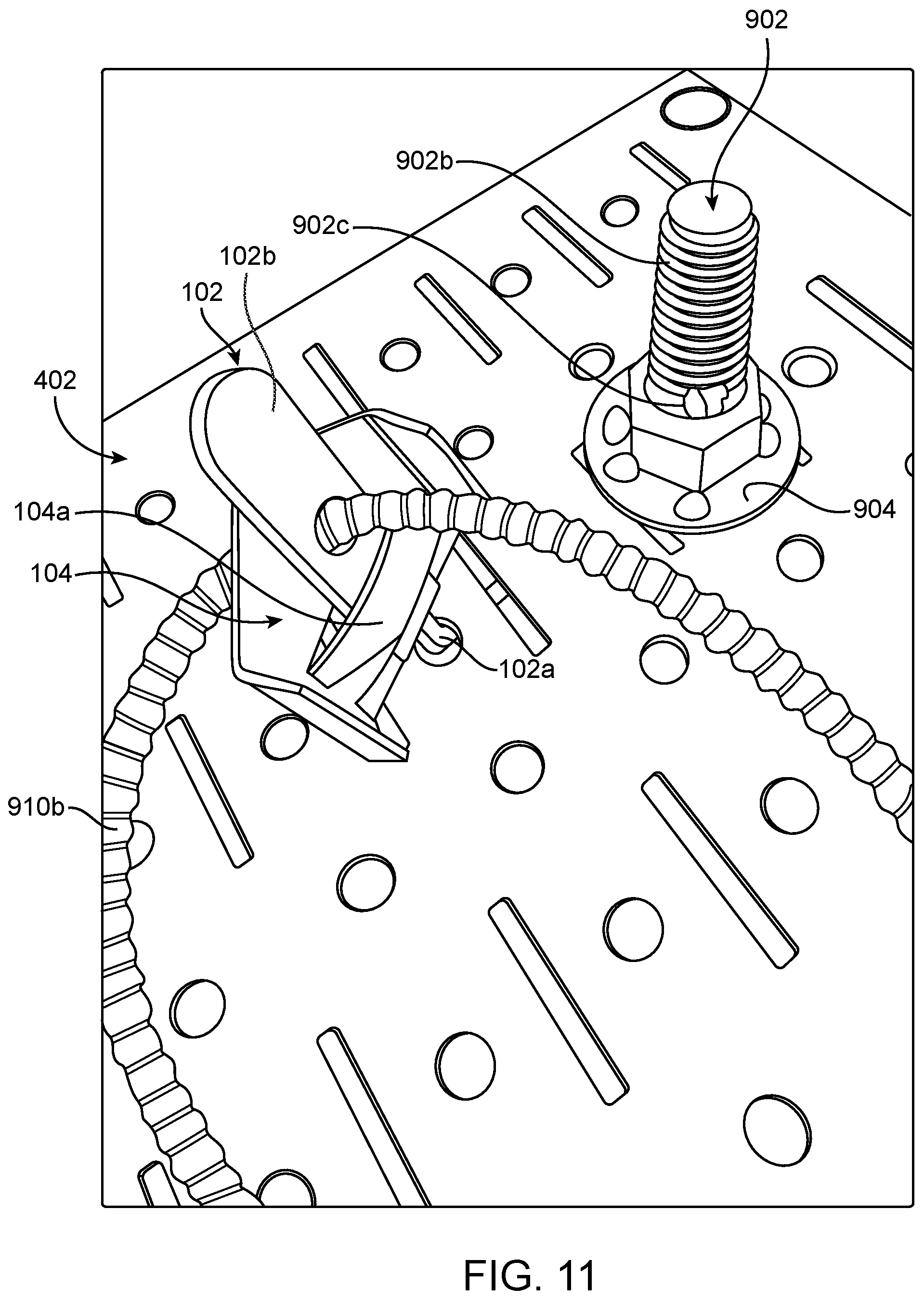 Patent US12320161 Figure 10 – Anti-theft perforated wall board lock