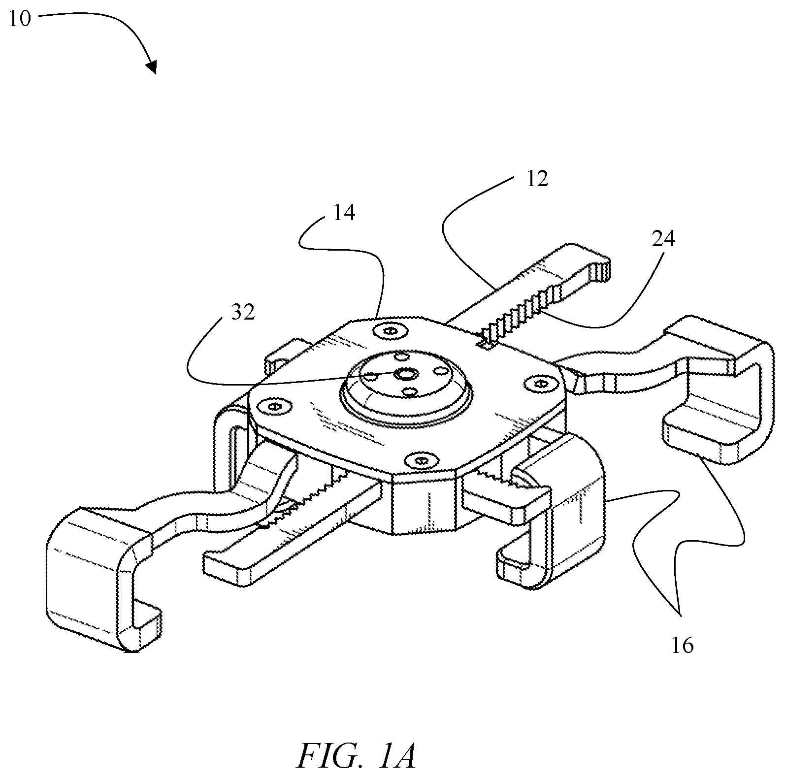 Patent US12320164 Figure 1 – Merchandise anti-theft apparatus with adjustable locking arms