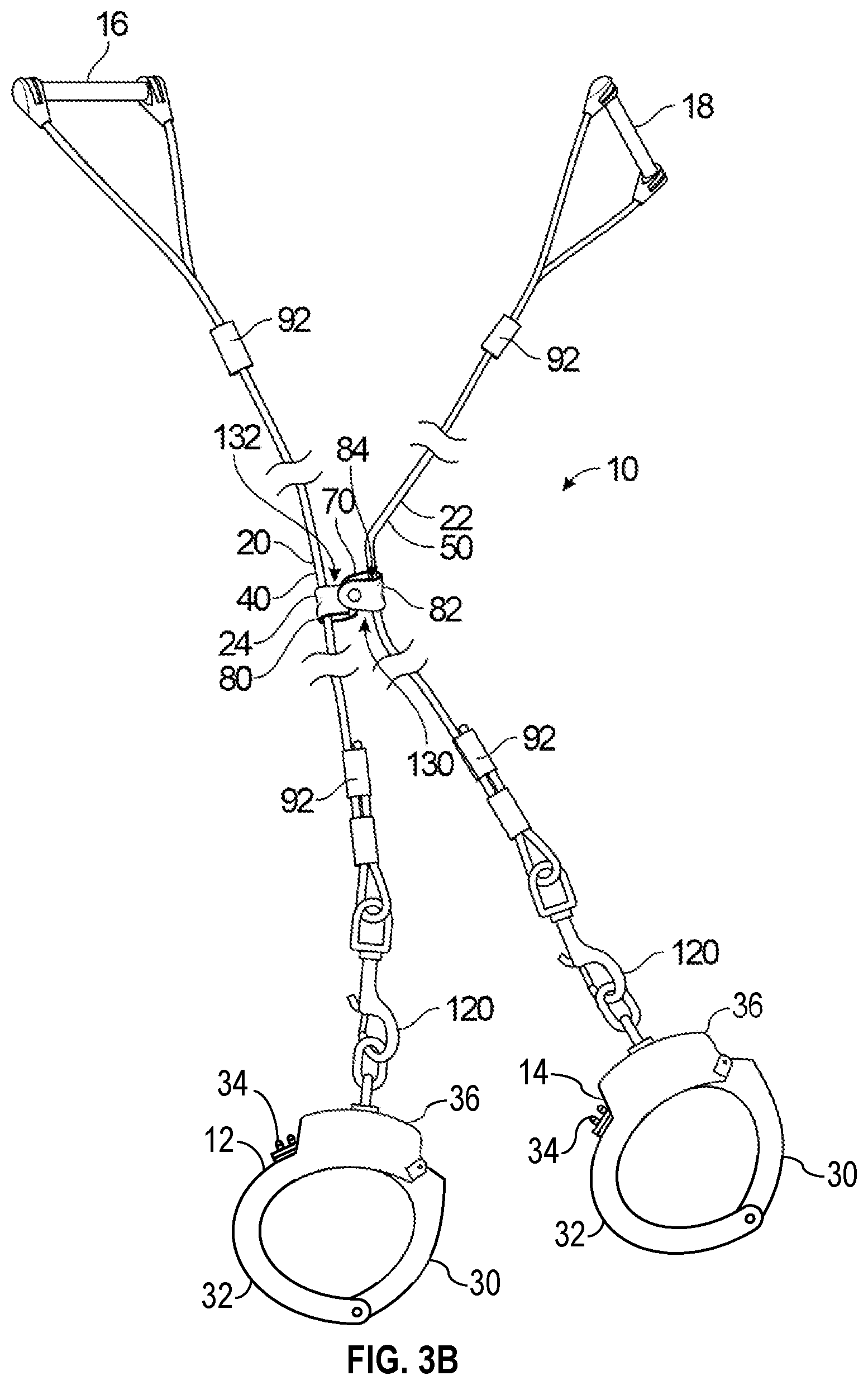 Patent US12320165 Figure 4 – Apparatus and method to restrain and position an individual(s) for handcuffing
