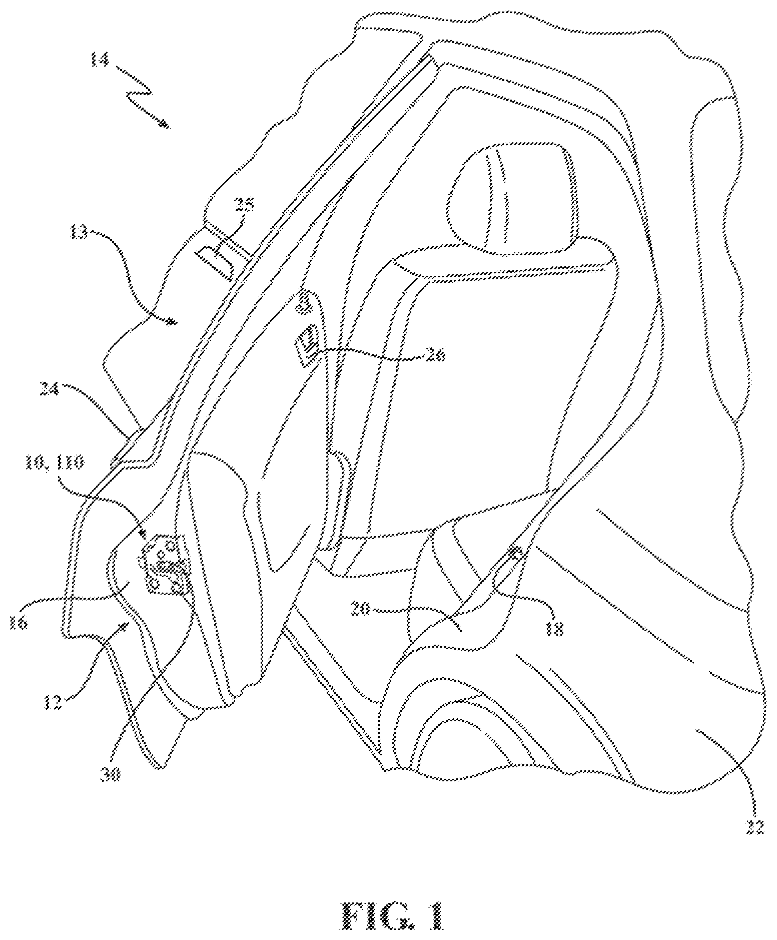 Patent US12320169 Figure 1 – Closure latch assembly with release cable arrangement having an anti-rattle mechanism