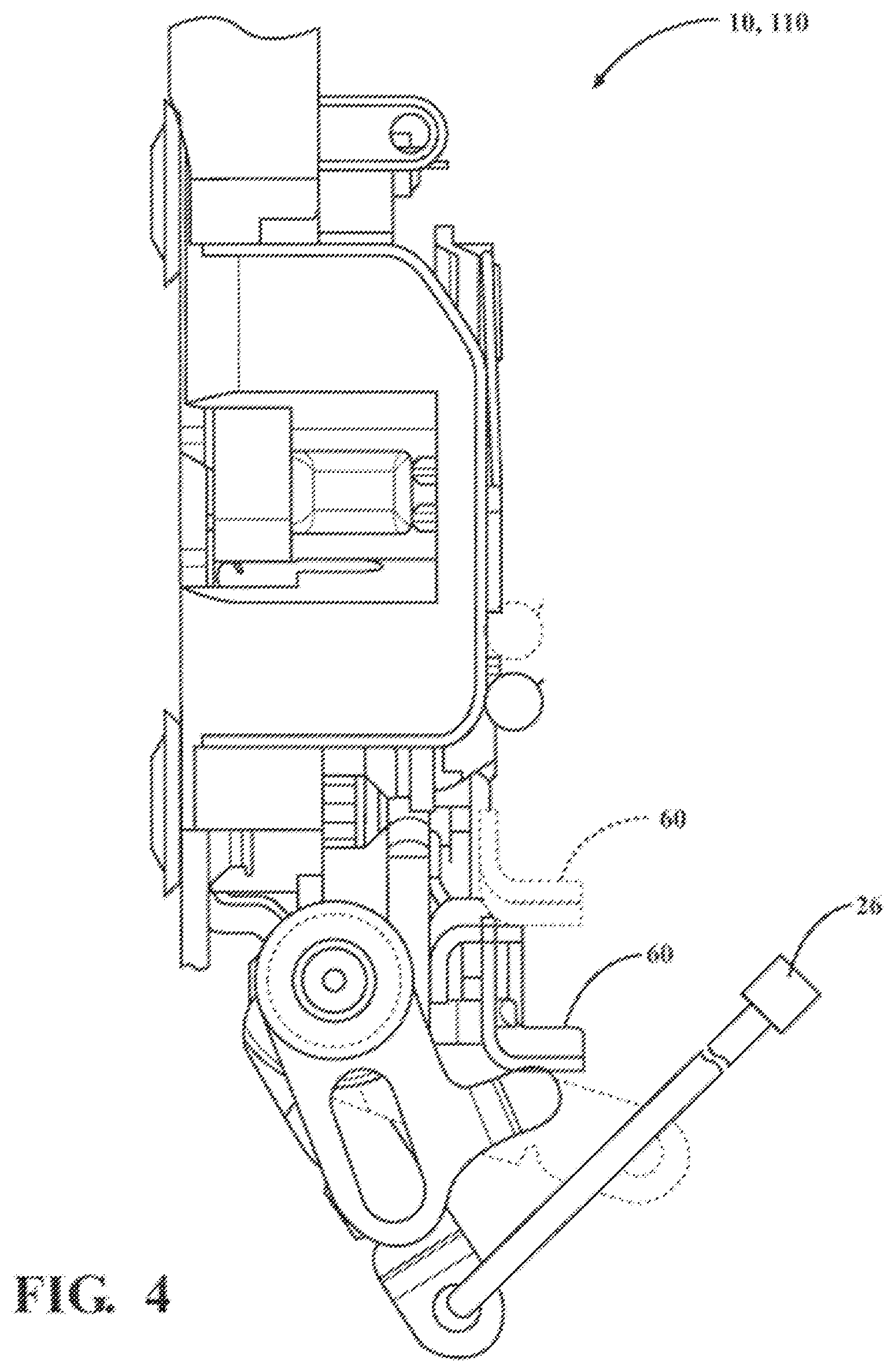 Patent US12320169 Figure 4 – Closure latch assembly with release cable arrangement having an anti-rattle mechanism