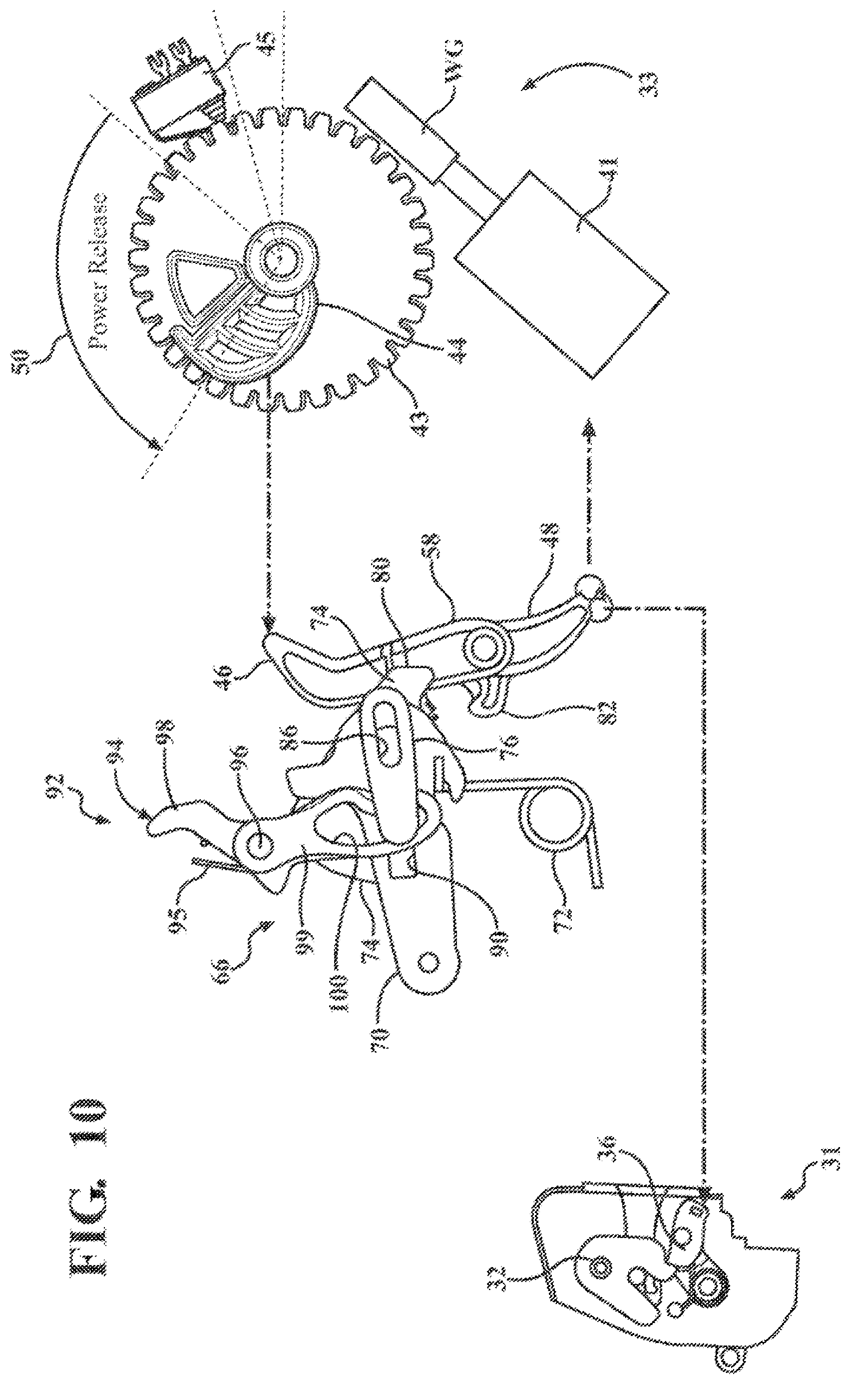 Patent US12320169 Figure 10 – Closure latch assembly with release cable arrangement having an anti-rattle mechanism