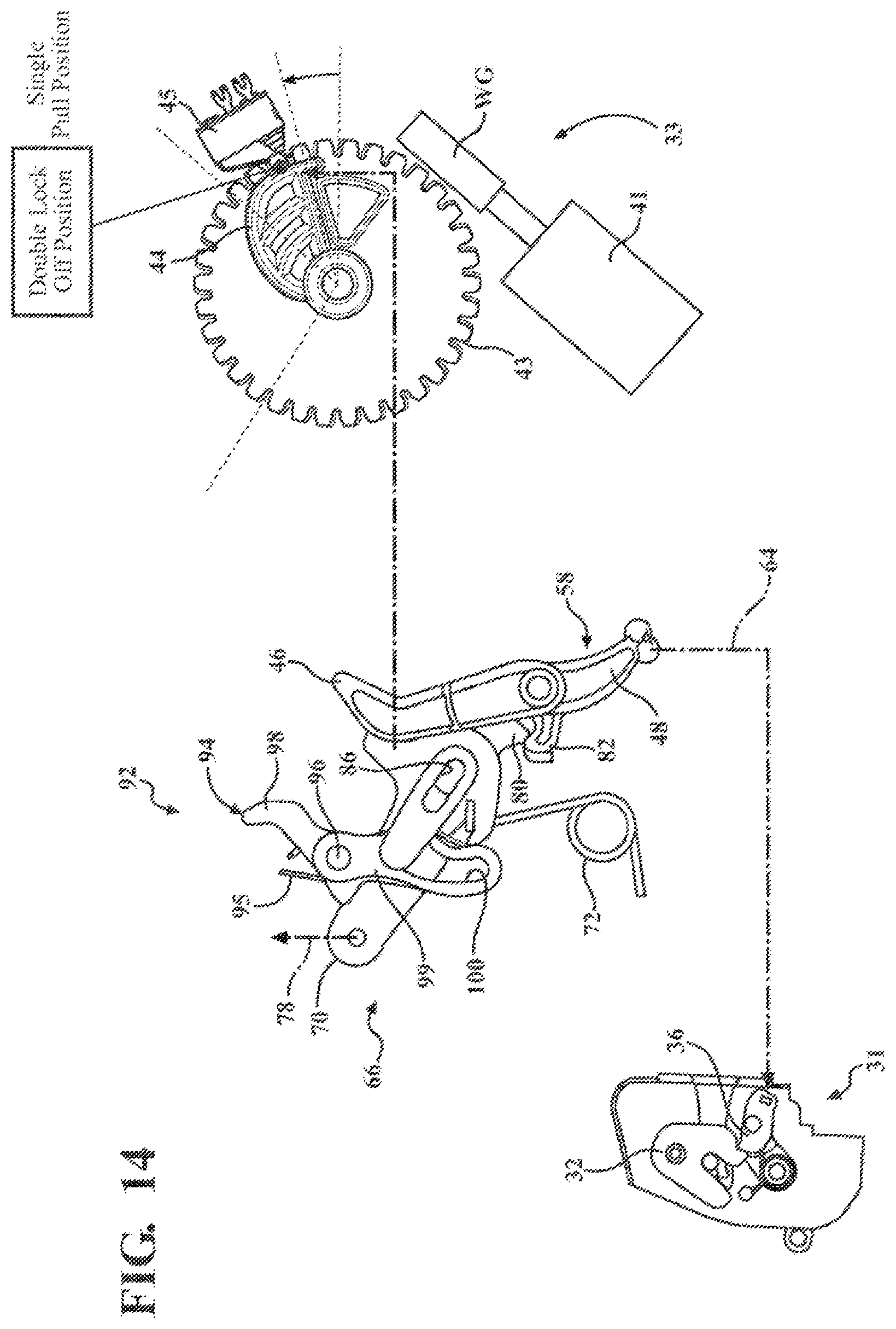 Patent US12320169 Figure 14 – Closure latch assembly with release cable arrangement having an anti-rattle mechanism