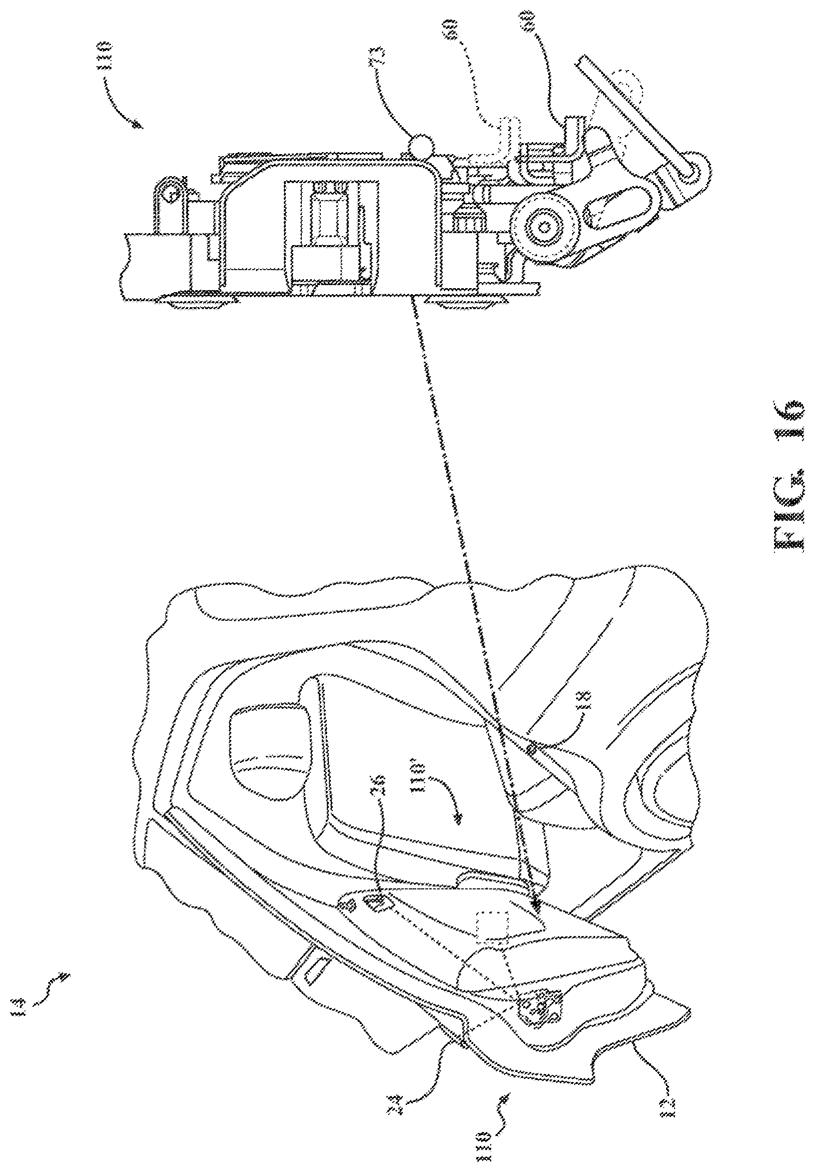 Patent US12320169 Figure 16 – Closure latch assembly with release cable arrangement having an anti-rattle mechanism