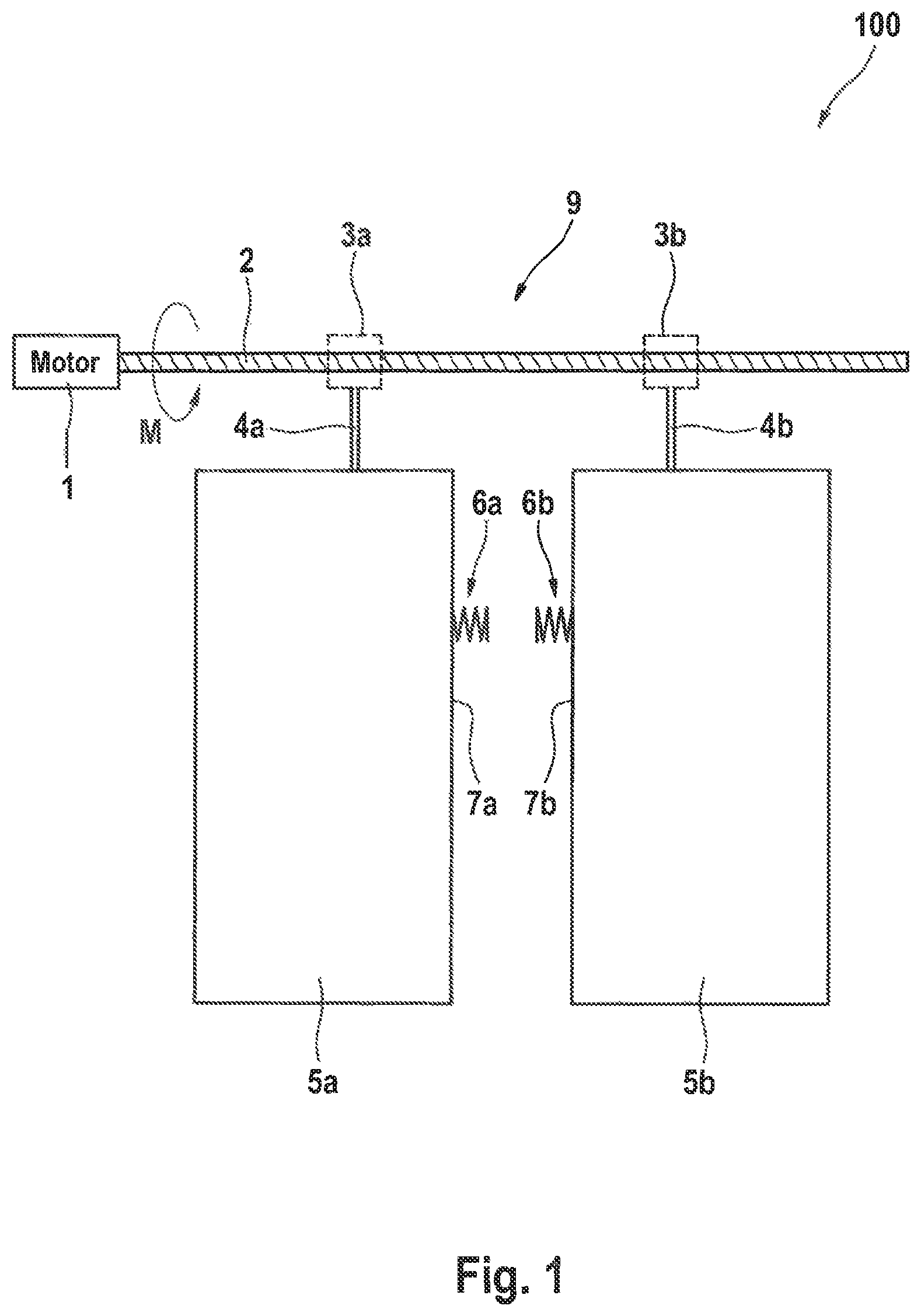 Patent US12320170 Figure 1 – Double-leaf vehicle door device with pre-locking function for the leading door leaf