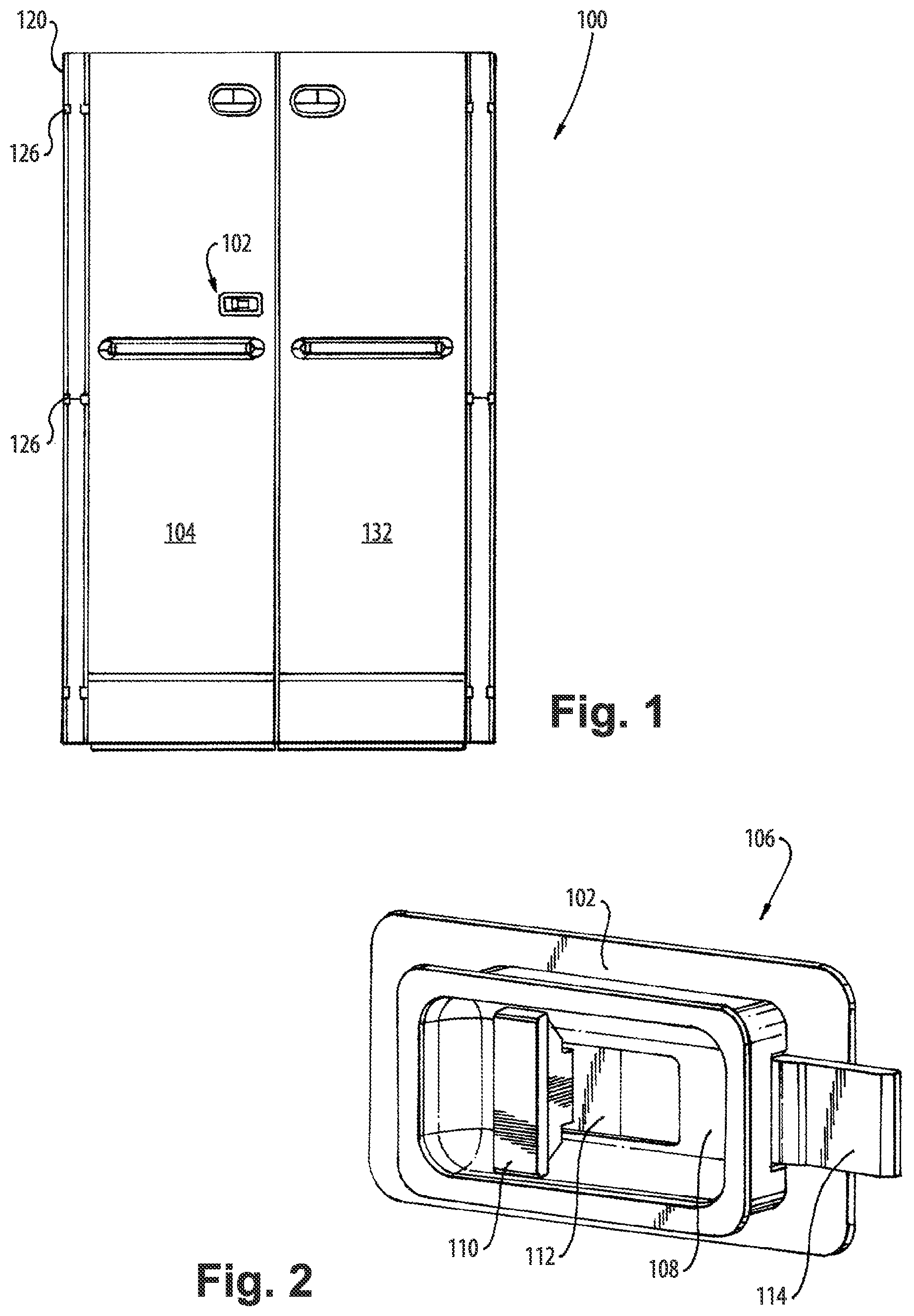 Patent US12320171 Figure 1 – Sliding latch for galley bay doors