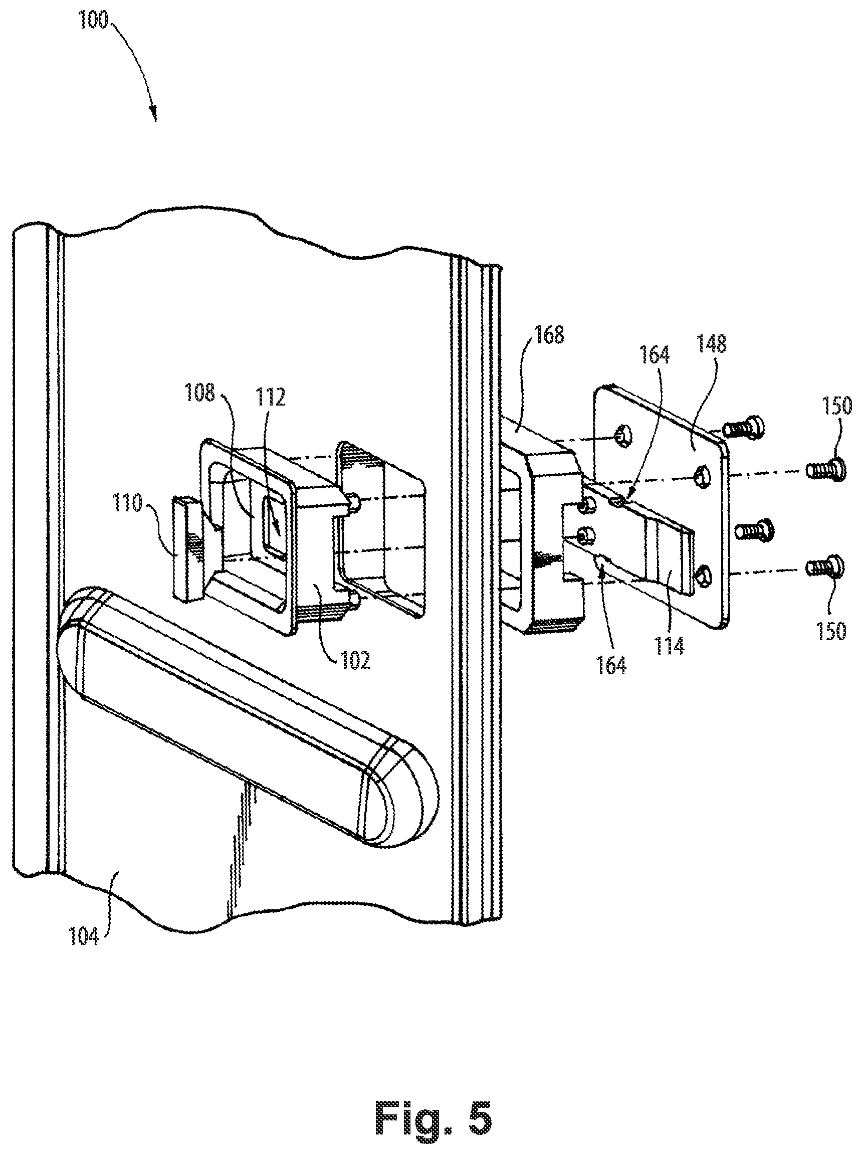 Patent US12320171 Figure 3 – Sliding latch for galley bay doors