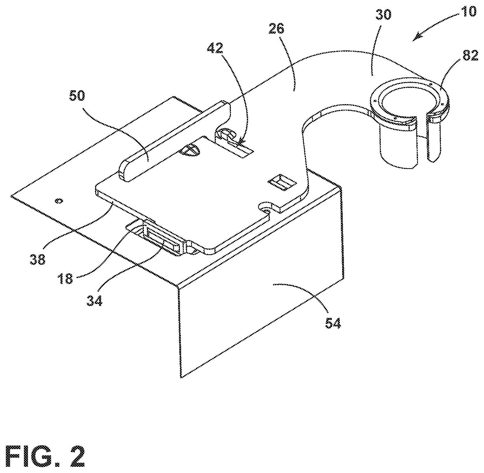 Patent US12320176 Figure 3 – Hinge bracket assembly