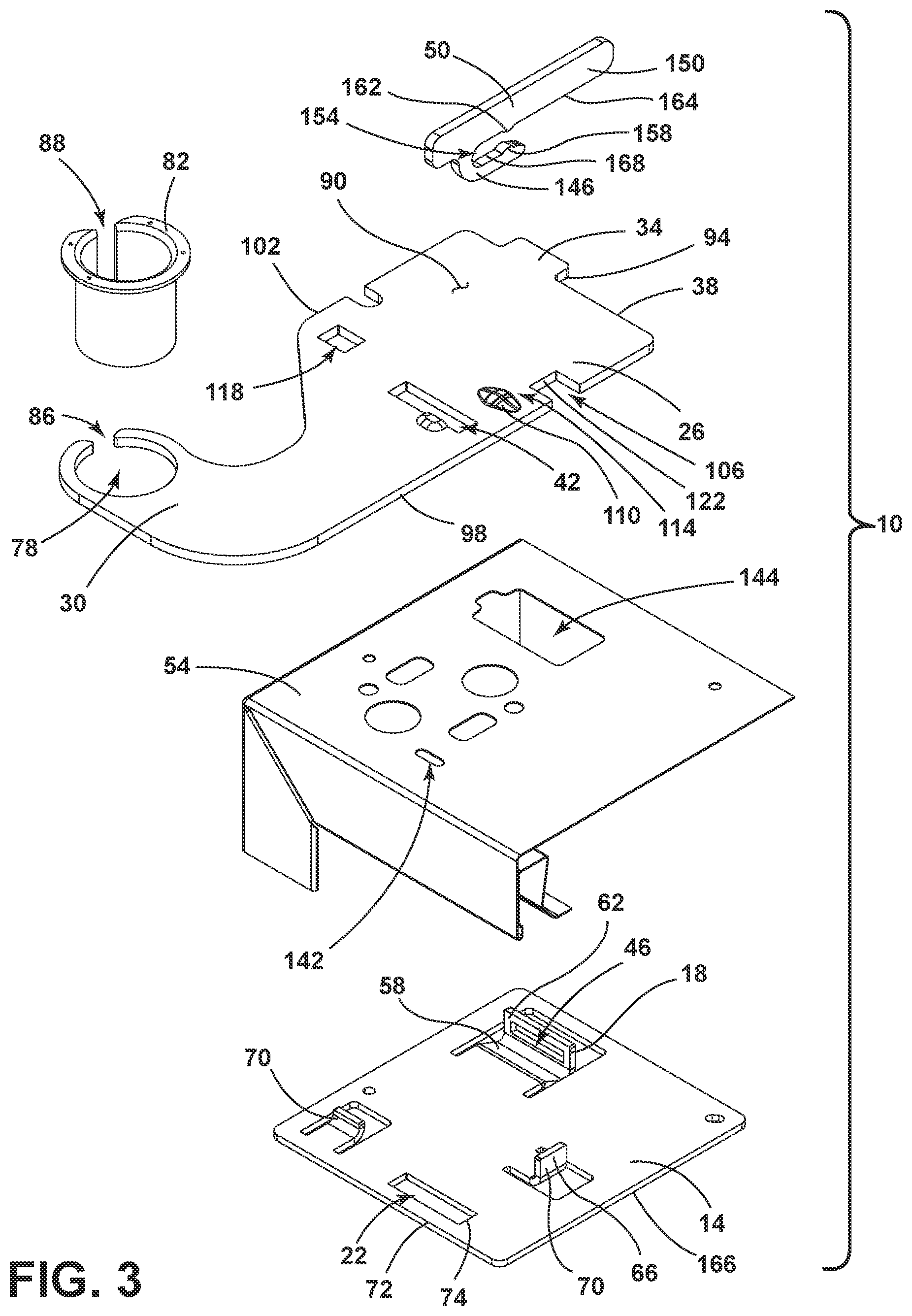 Patent US12320176 Figure 4 – Hinge bracket assembly