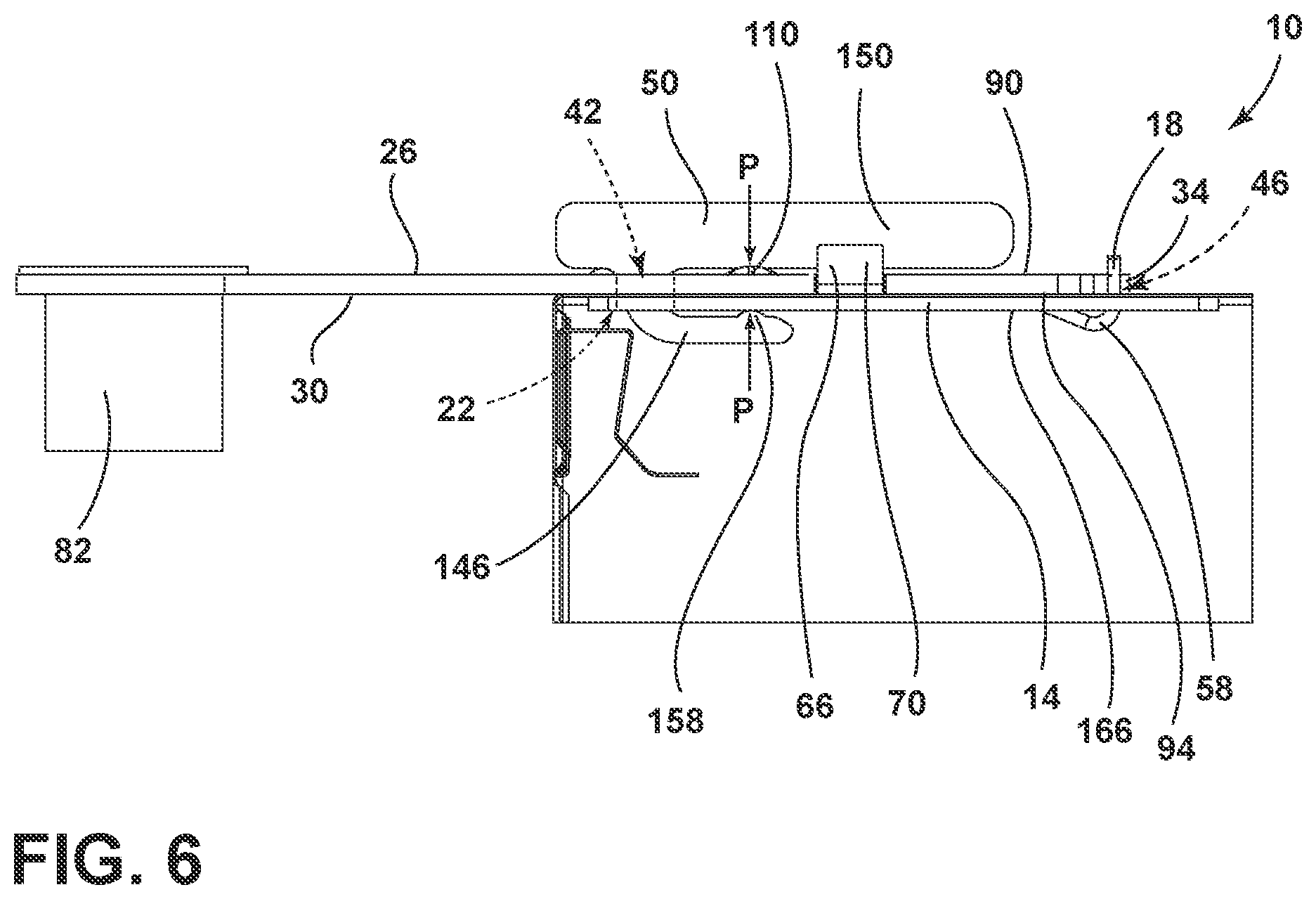 Patent US12320176 Figure 6 – Hinge bracket assembly