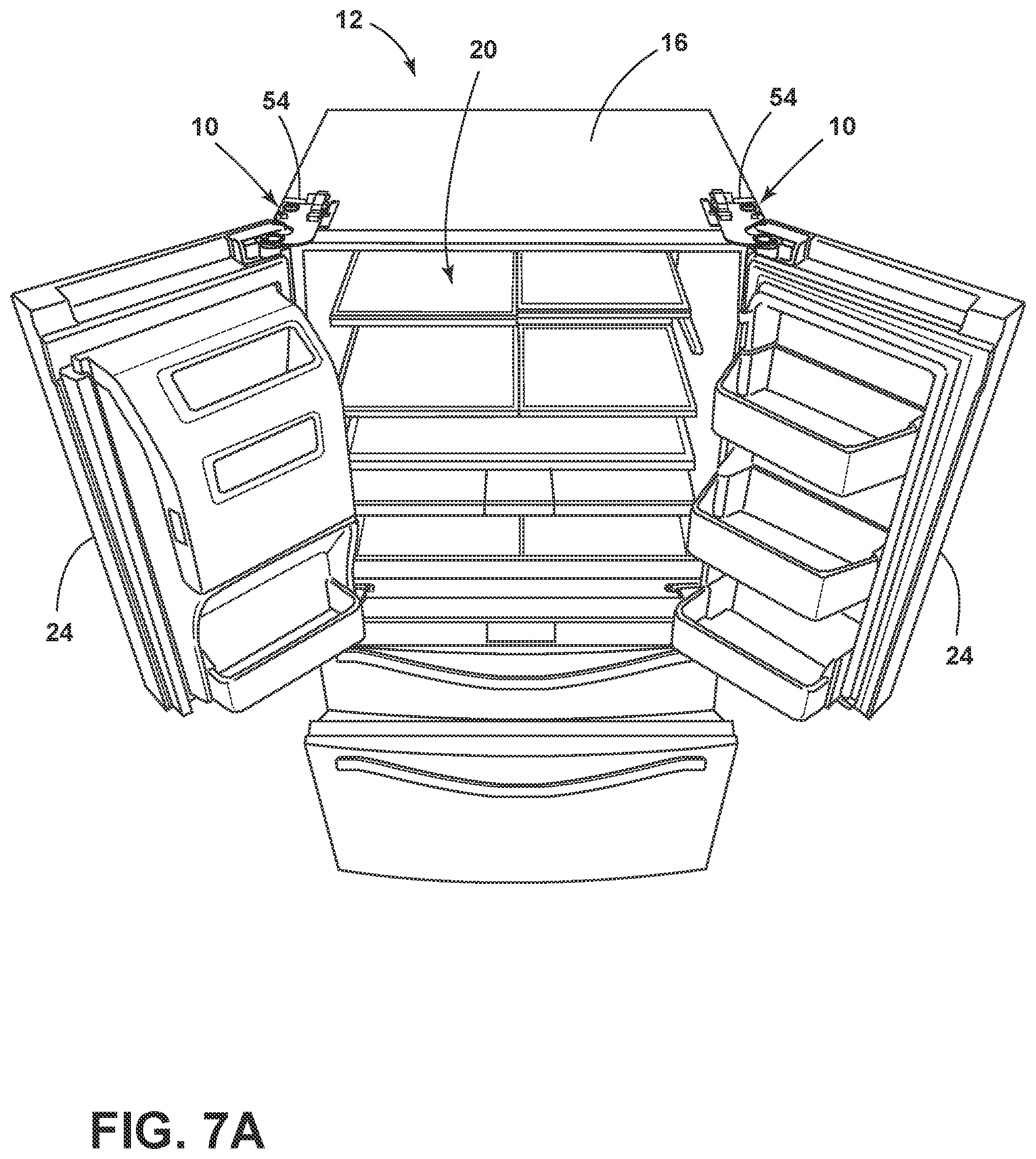 Patent US12320176 Figure 7 – Hinge bracket assembly