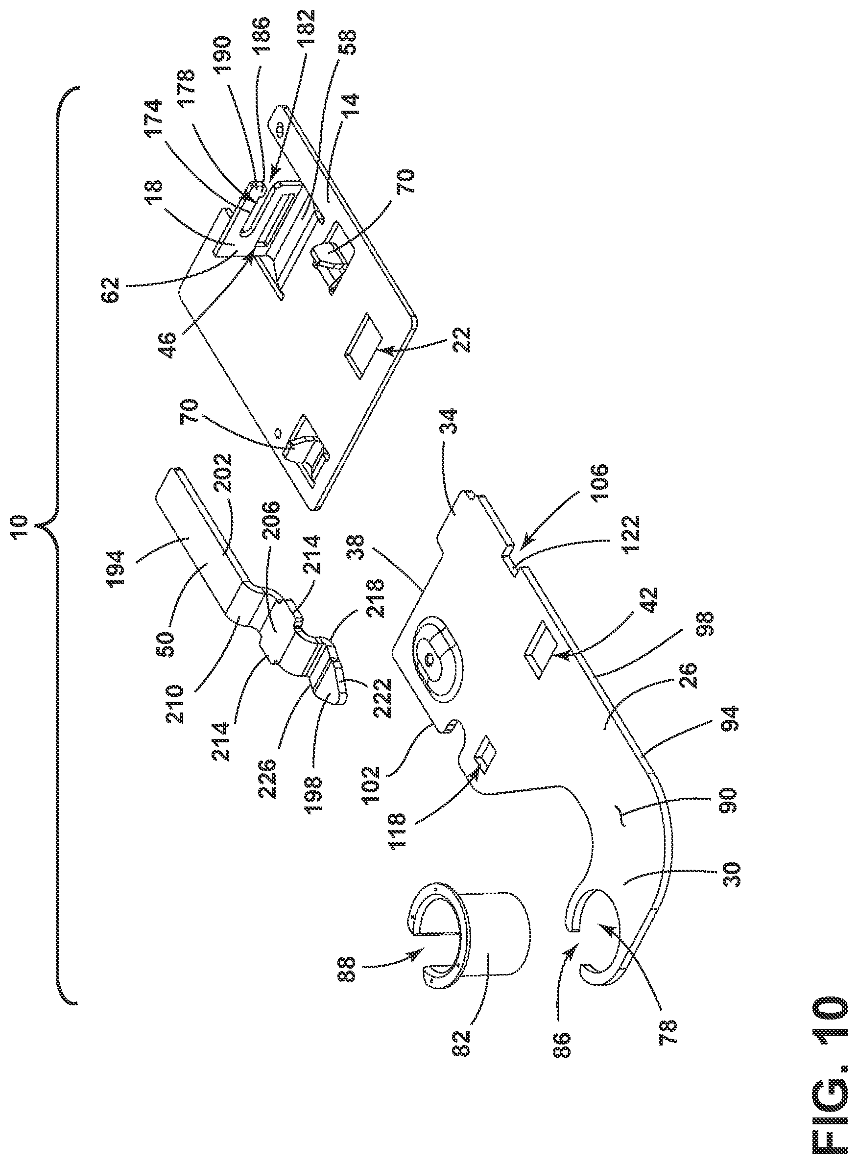 Patent US12320176 Figure 10 – Hinge bracket assembly