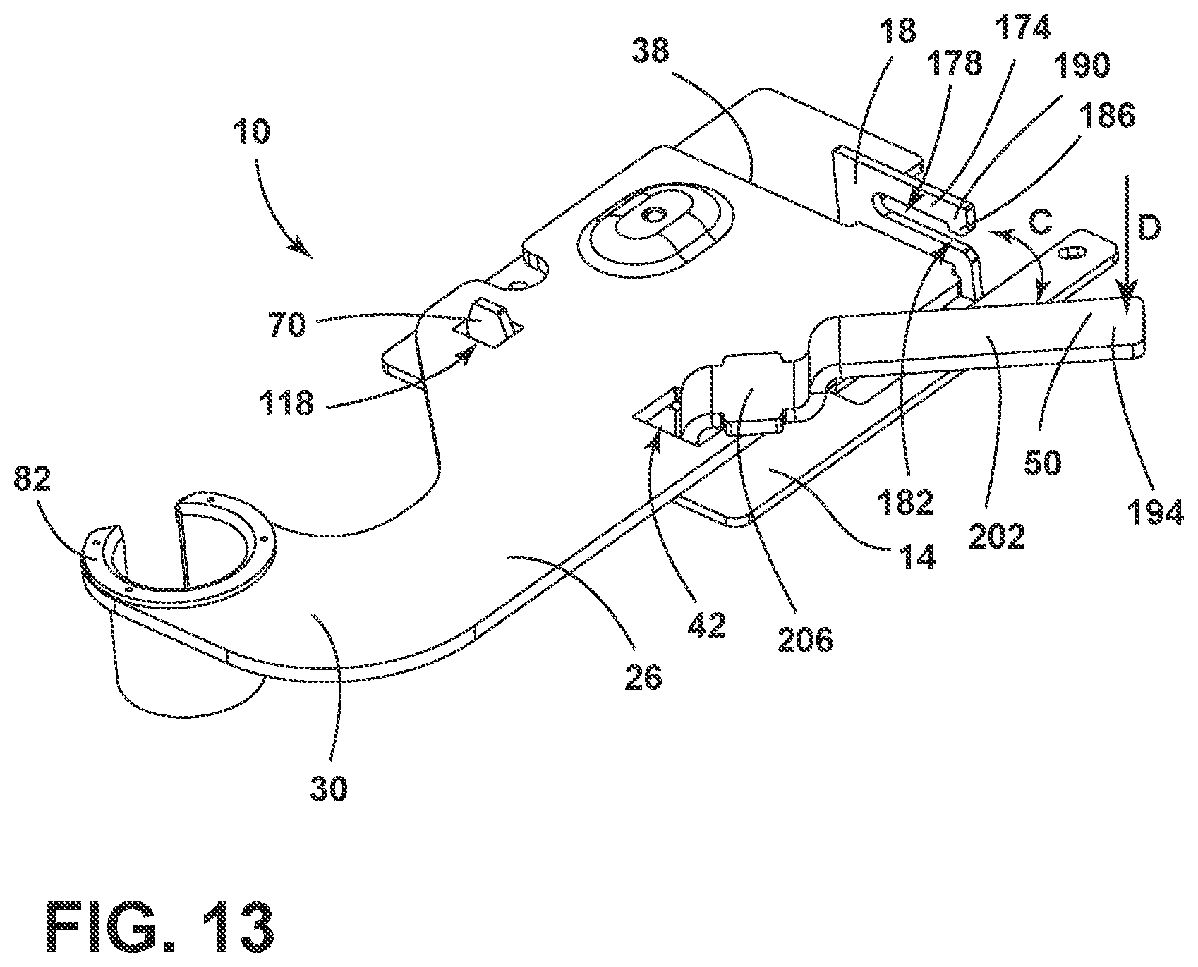 Patent US12320176 Figure 12 – Hinge bracket assembly