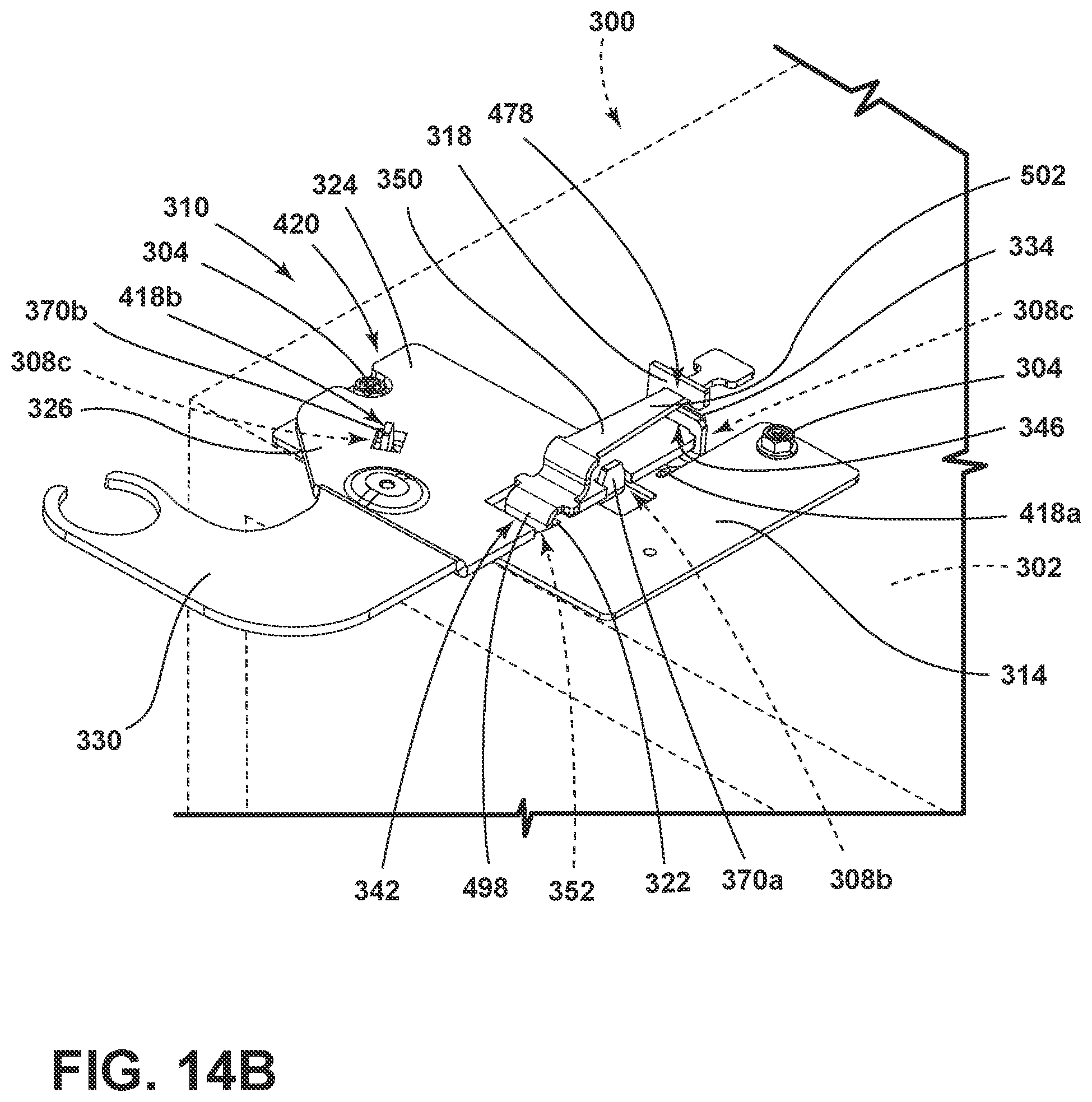 Patent US12320176 Figure 14 – Hinge bracket assembly