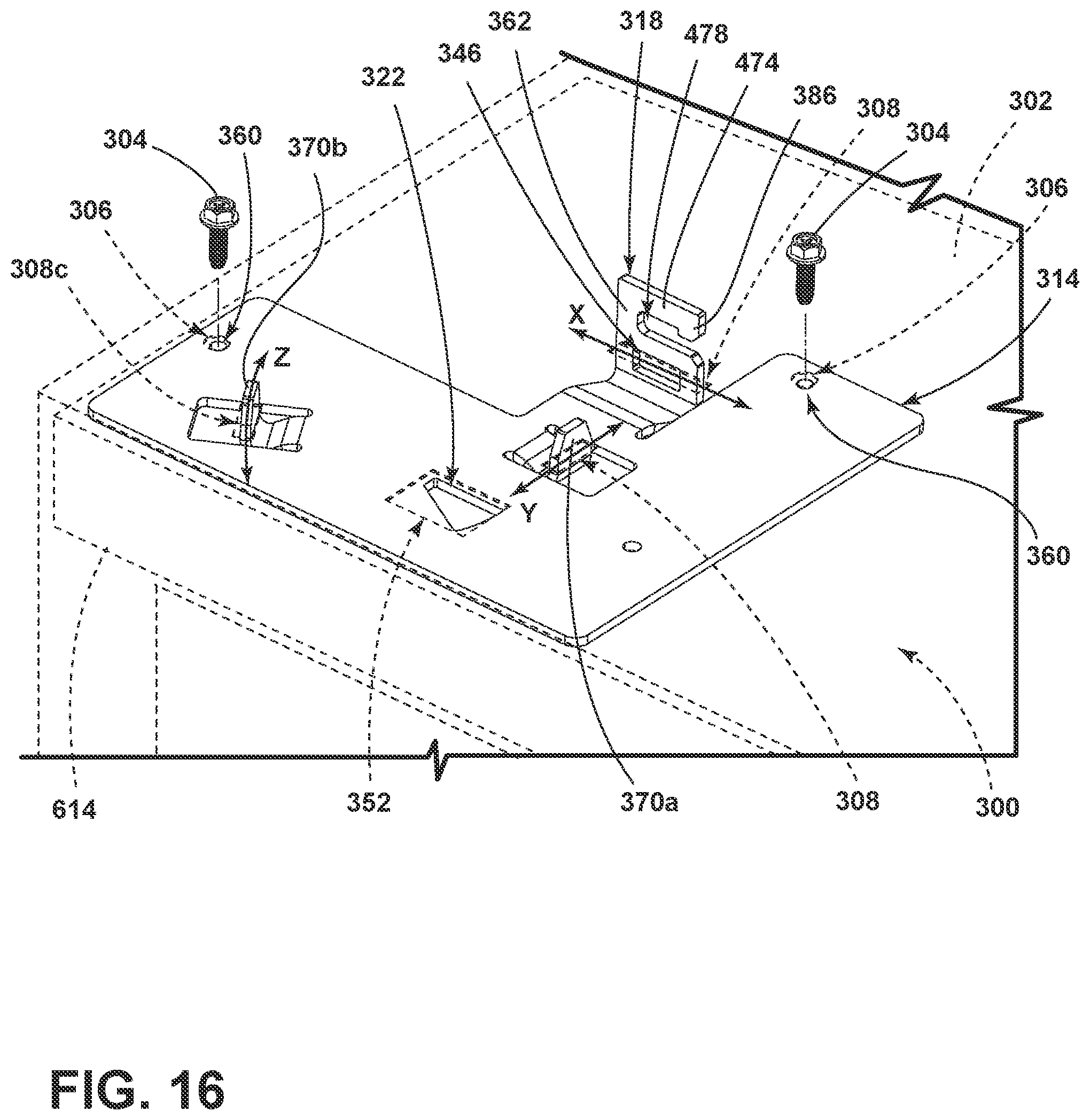 Patent US12320176 Figure 16 – Hinge bracket assembly