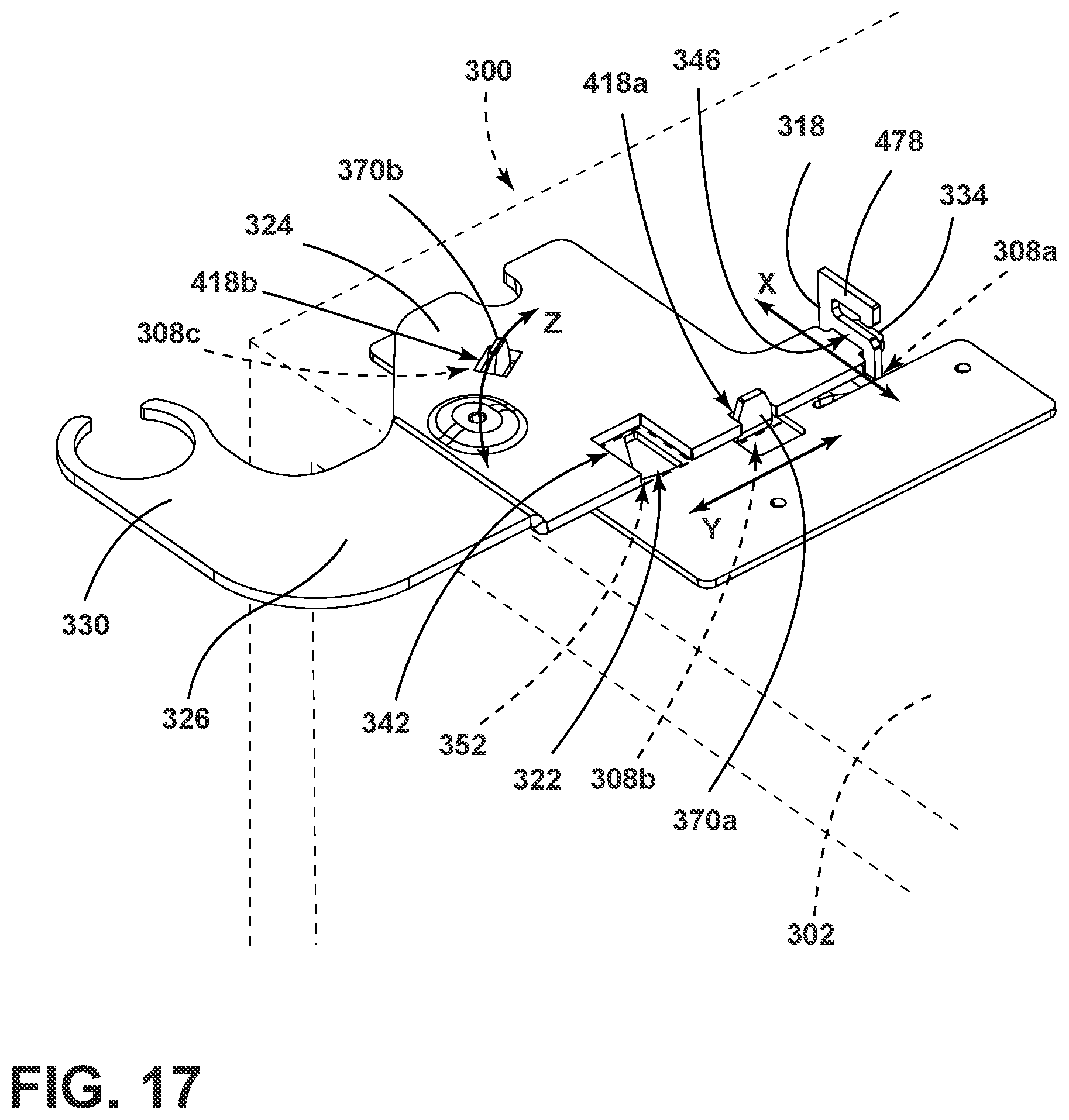 Patent US12320176 Figure 17 – Hinge bracket assembly