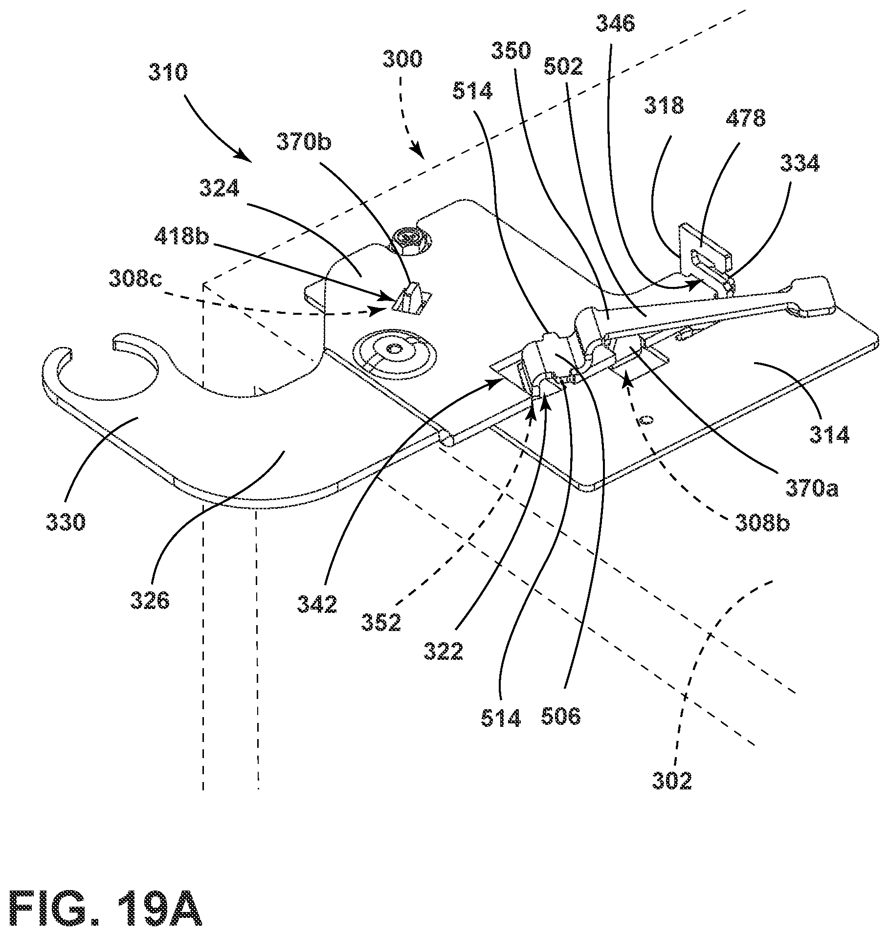 Patent US12320176 Figure 19 – Hinge bracket assembly