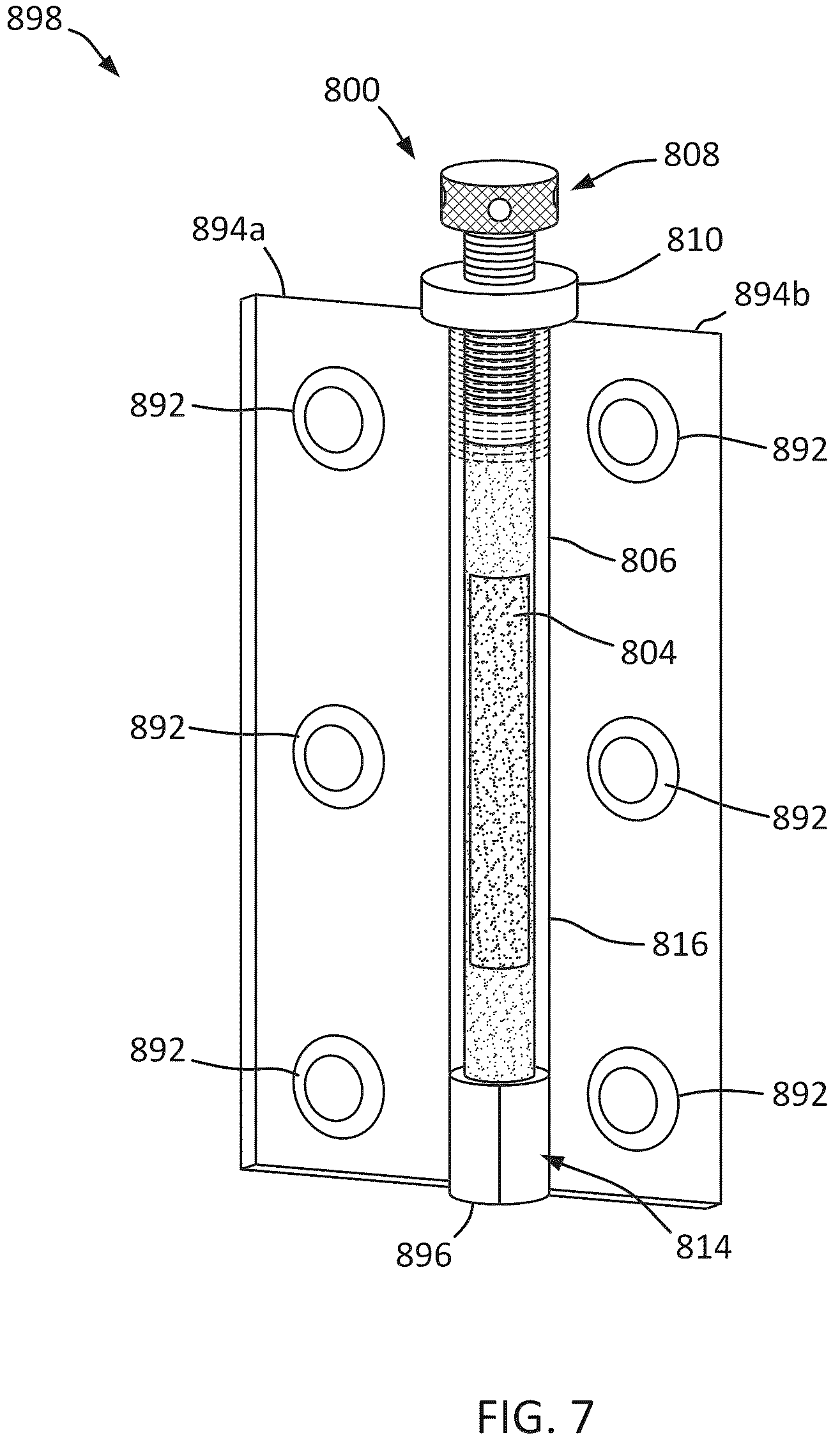 Patent US12320177 Figure 5 – Tension hinge pin for door hinges