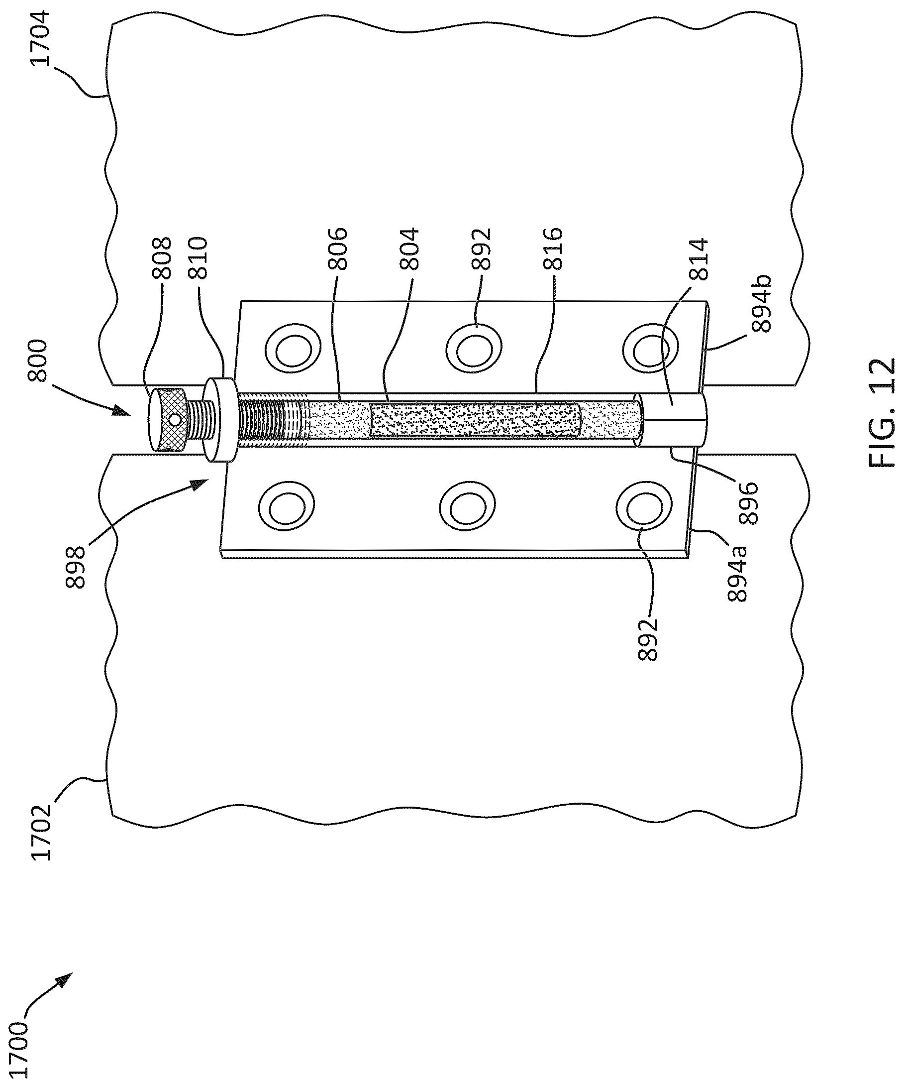 Patent US12320177 Figure 10 – Tension hinge pin for door hinges