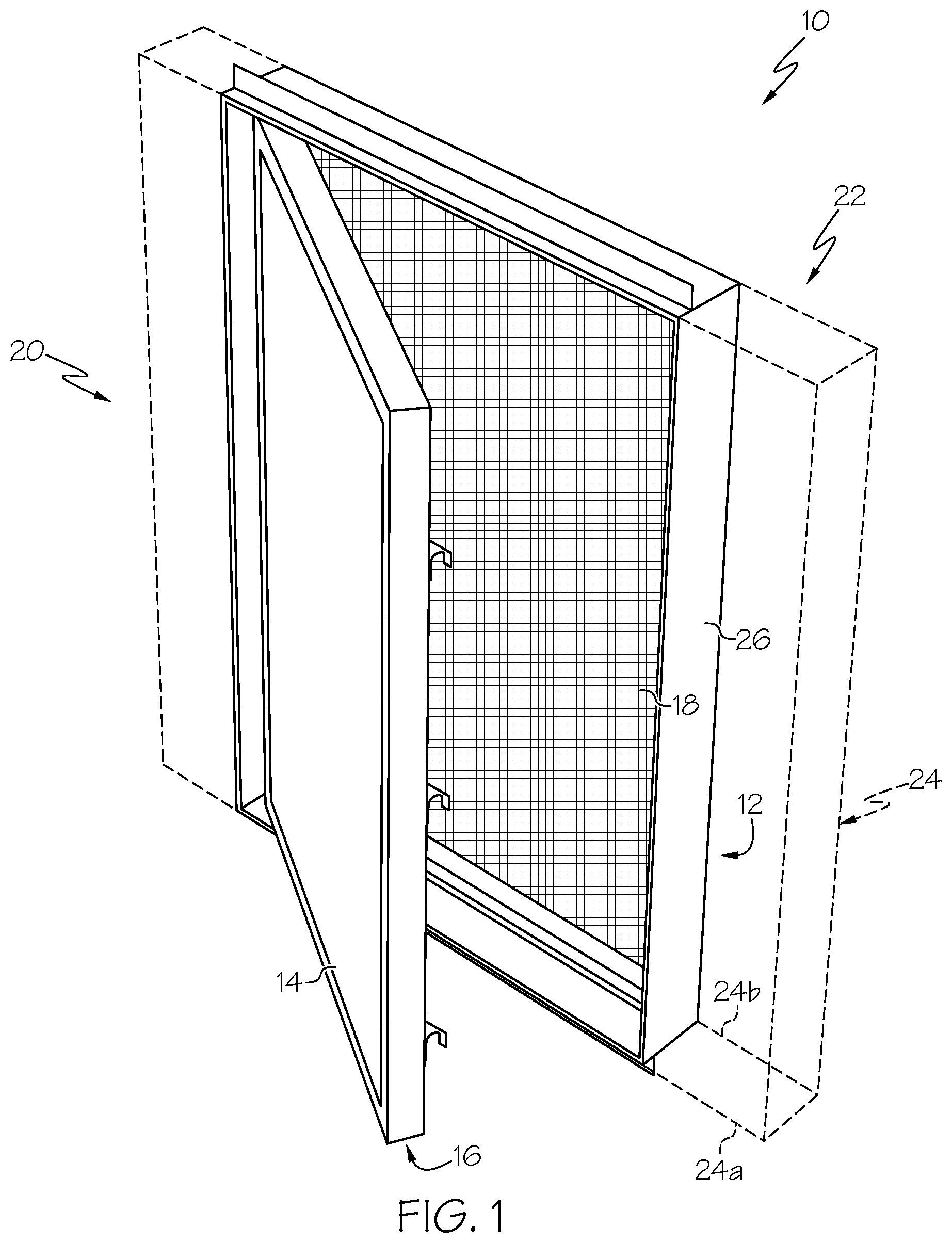 Patent US12320182 Figure 1 – Fenestration unit with two-part frame