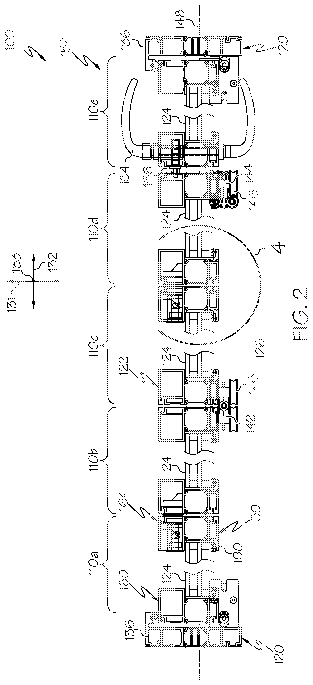 Patent US12320187 Figure 2 – Panel frame joints, sills, and other elements of folding door systems with shootbolt system