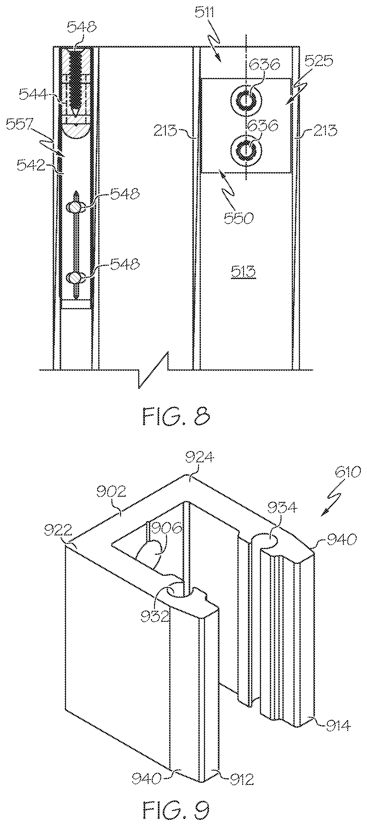 Patent US12320187 Figure 7 – Panel frame joints, sills, and other elements of folding door systems with shootbolt system