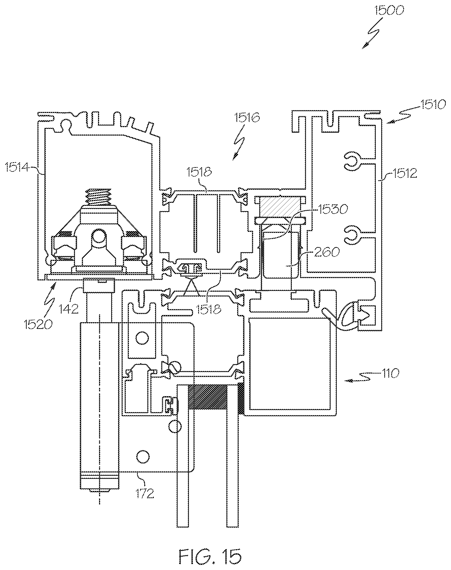 Patent US12320187 Figure 12 – Panel frame joints, sills, and other elements of folding door systems with shootbolt system