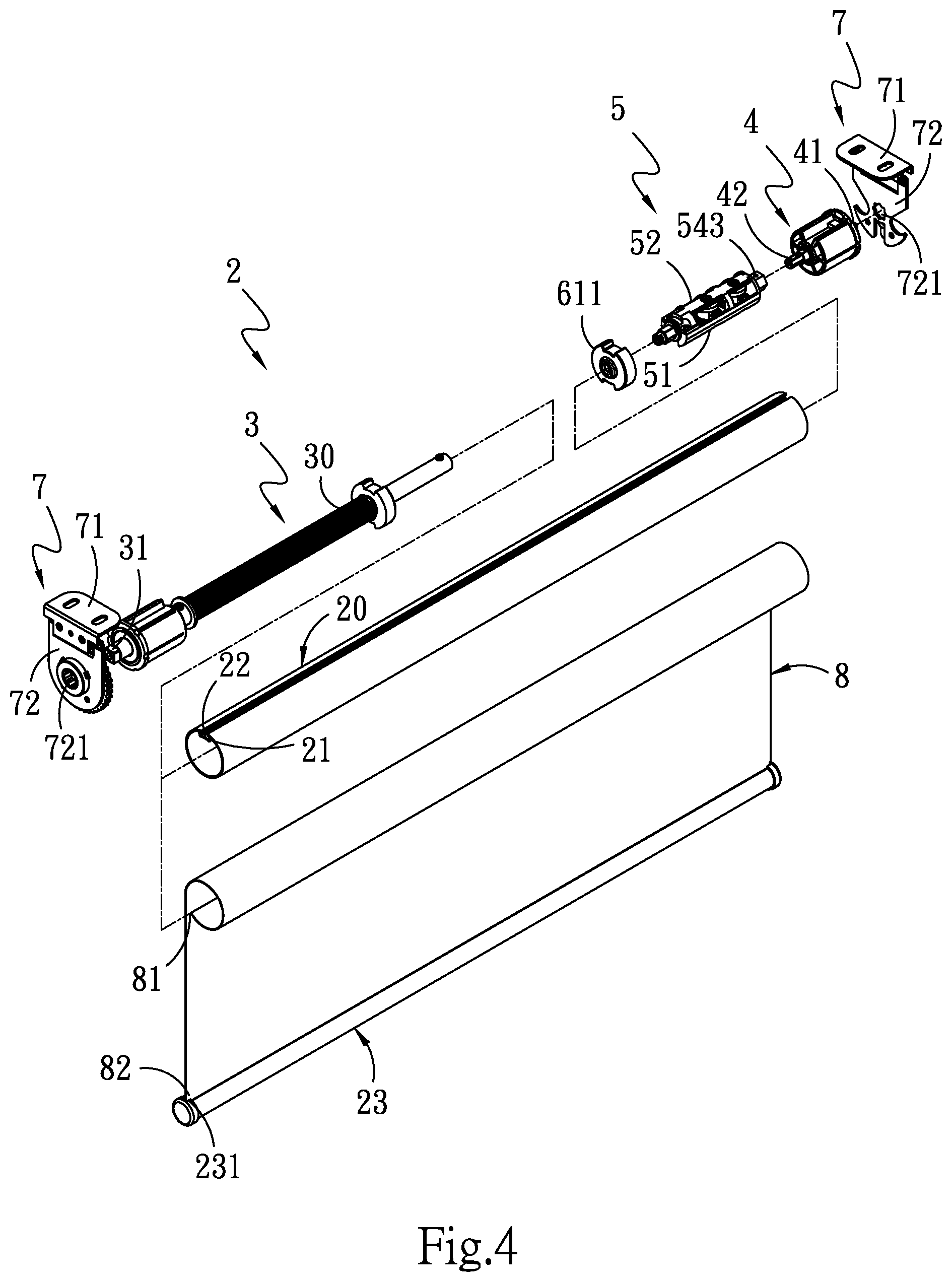 Patent US12320195 Figure 4 – Power auxiliary device for small-sized roller shade
