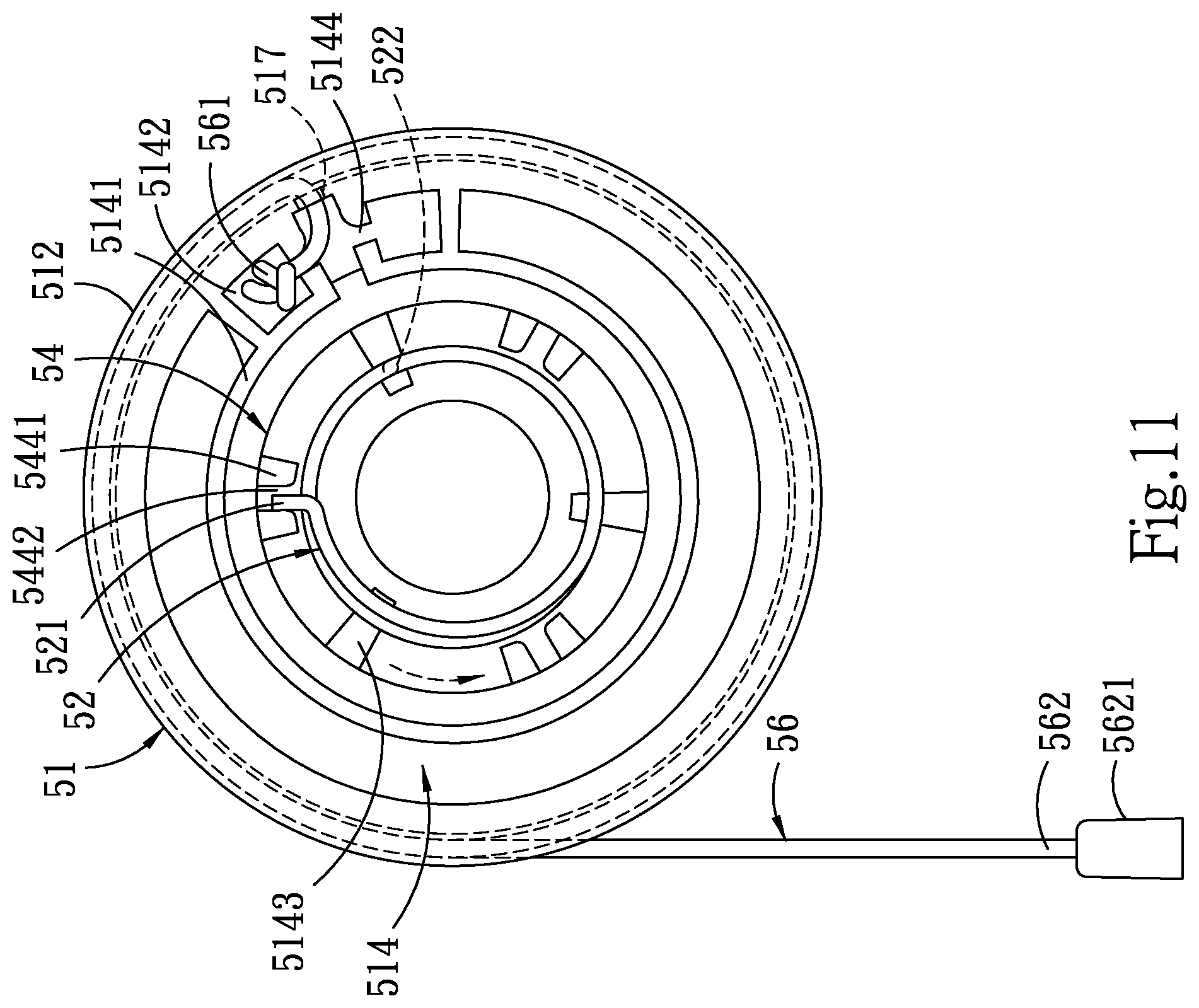 Patent US12320196 Figure 11 – Roll-up control device for roller shade