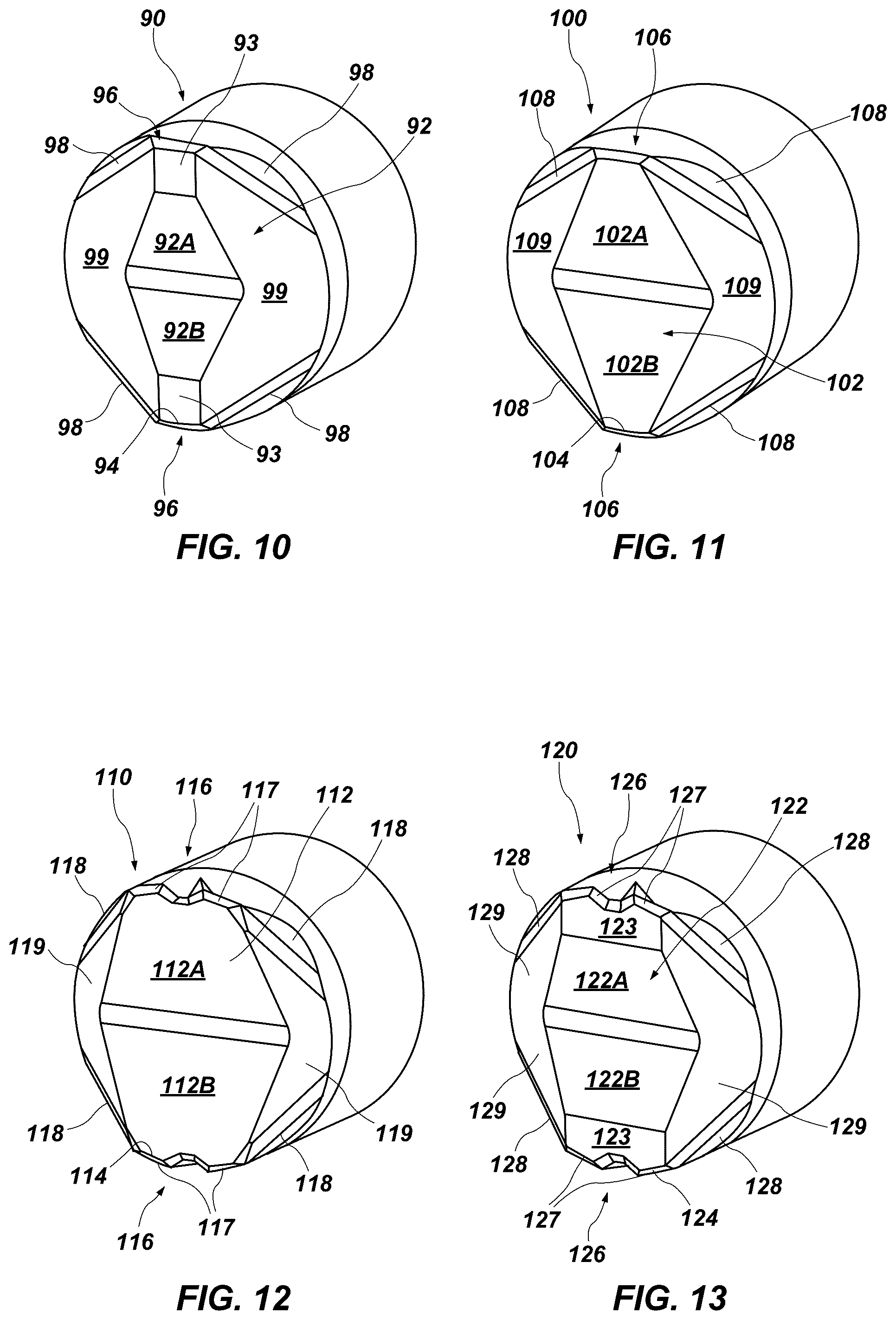Patent US12320199 Figure 4 – Cutting elements and geometries for reduced vibrations, earth-boring tools, and related methods
