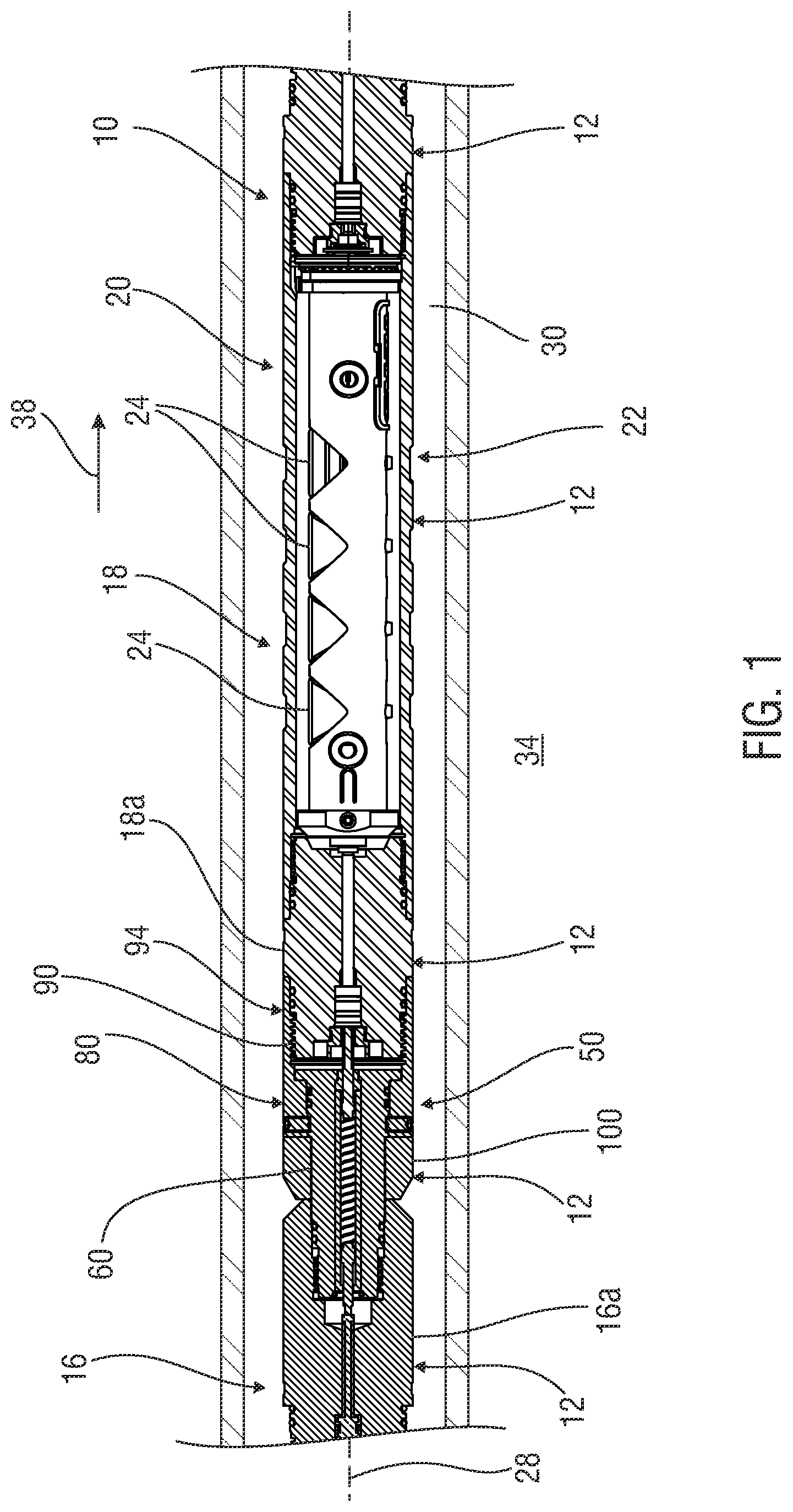 Patent US12320211 Figure 1 – Systems and apparatus for orienting one or more tools in a tool string and methods of manufacture, assembly and use thereof