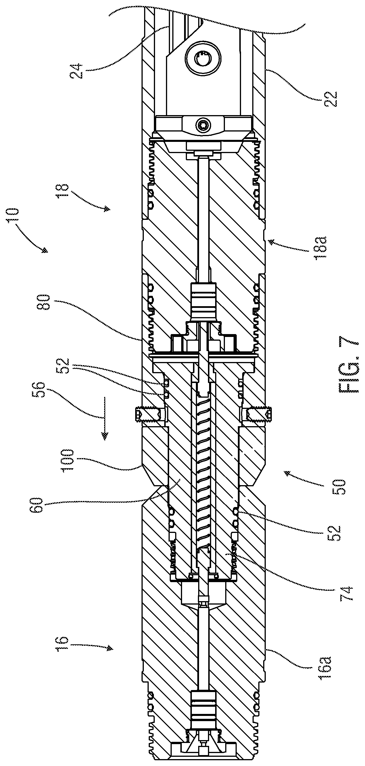 Patent US12320211 Figure 7 – Systems and apparatus for orienting one or more tools in a tool string and methods of manufacture, assembly and use thereof