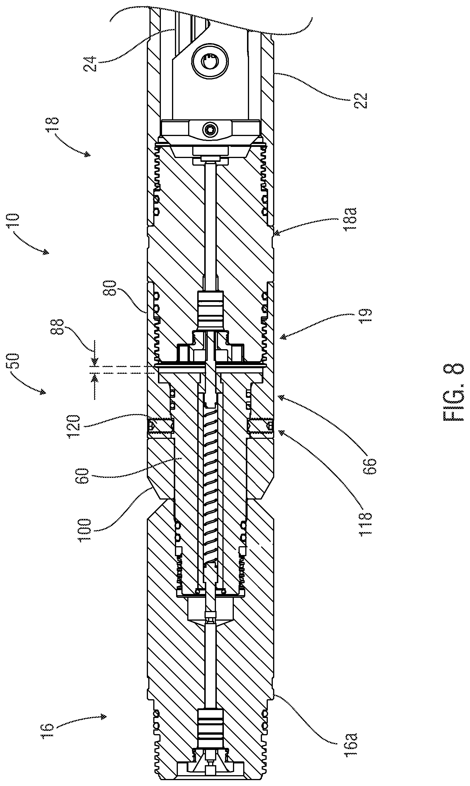 Patent US12320211 Figure 8 – Systems and apparatus for orienting one or more tools in a tool string and methods of manufacture, assembly and use thereof
